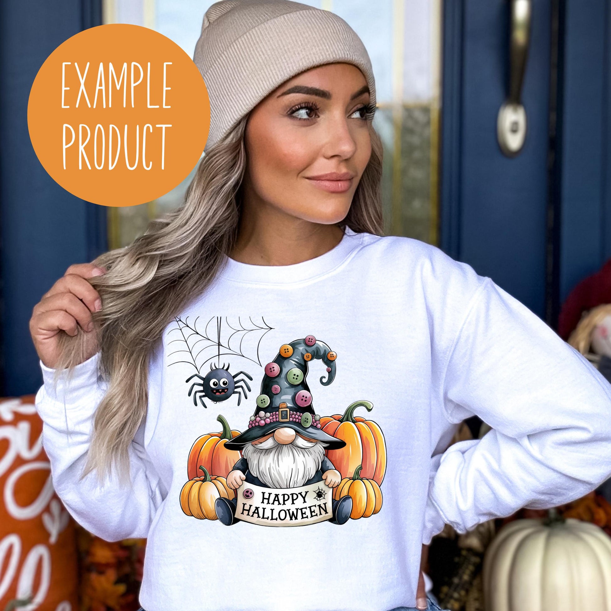 Happy Halloween Gnome Sweatshirt, Women's Fall Fashion, Cozy Pumpkin Graphic Pullover, Seasonal Apparel