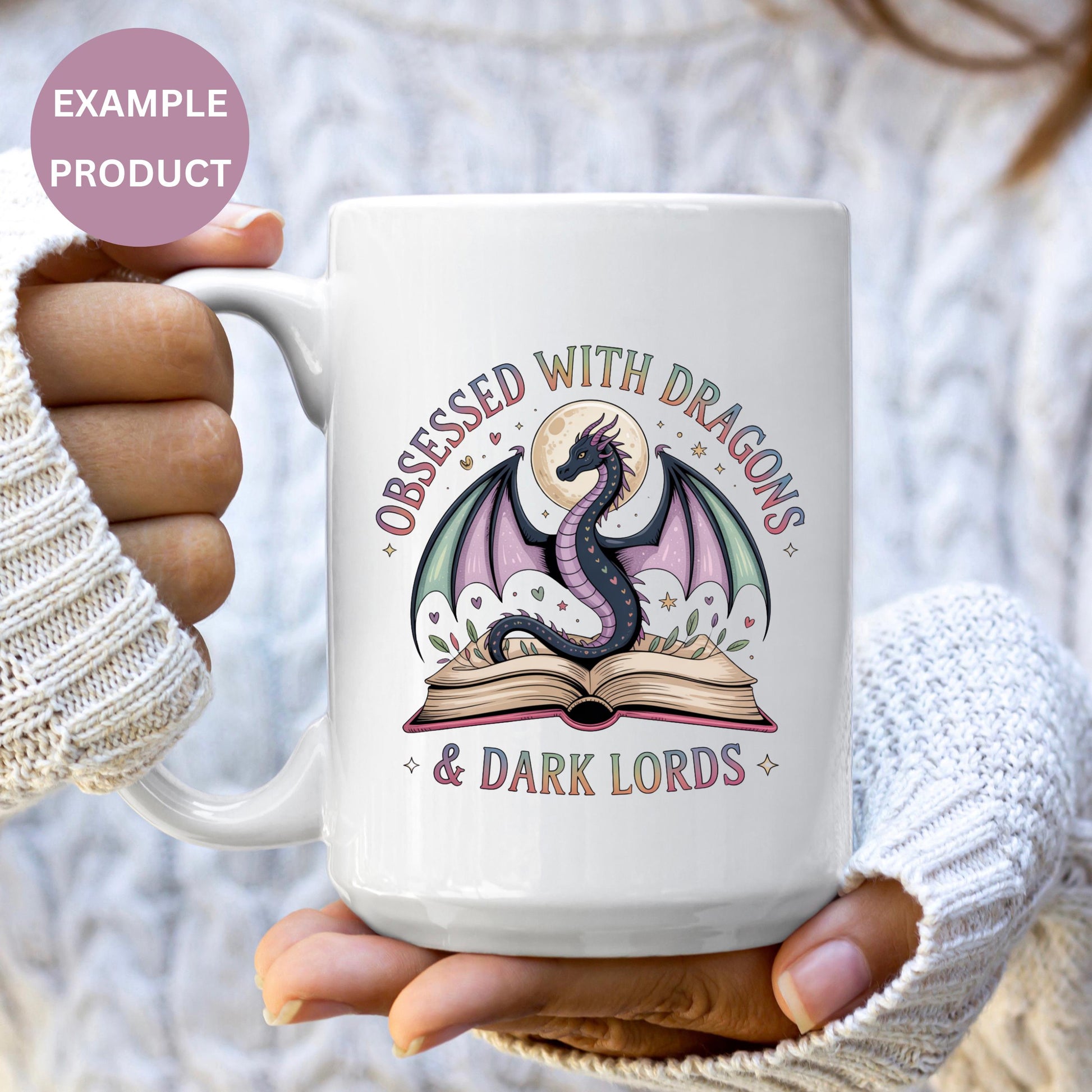 Fantasy Dragon Coffee Mug, Obsessed with Dragons and Dark Lords, Unique Gift Idea for Book Lovers and Fantasy Fans