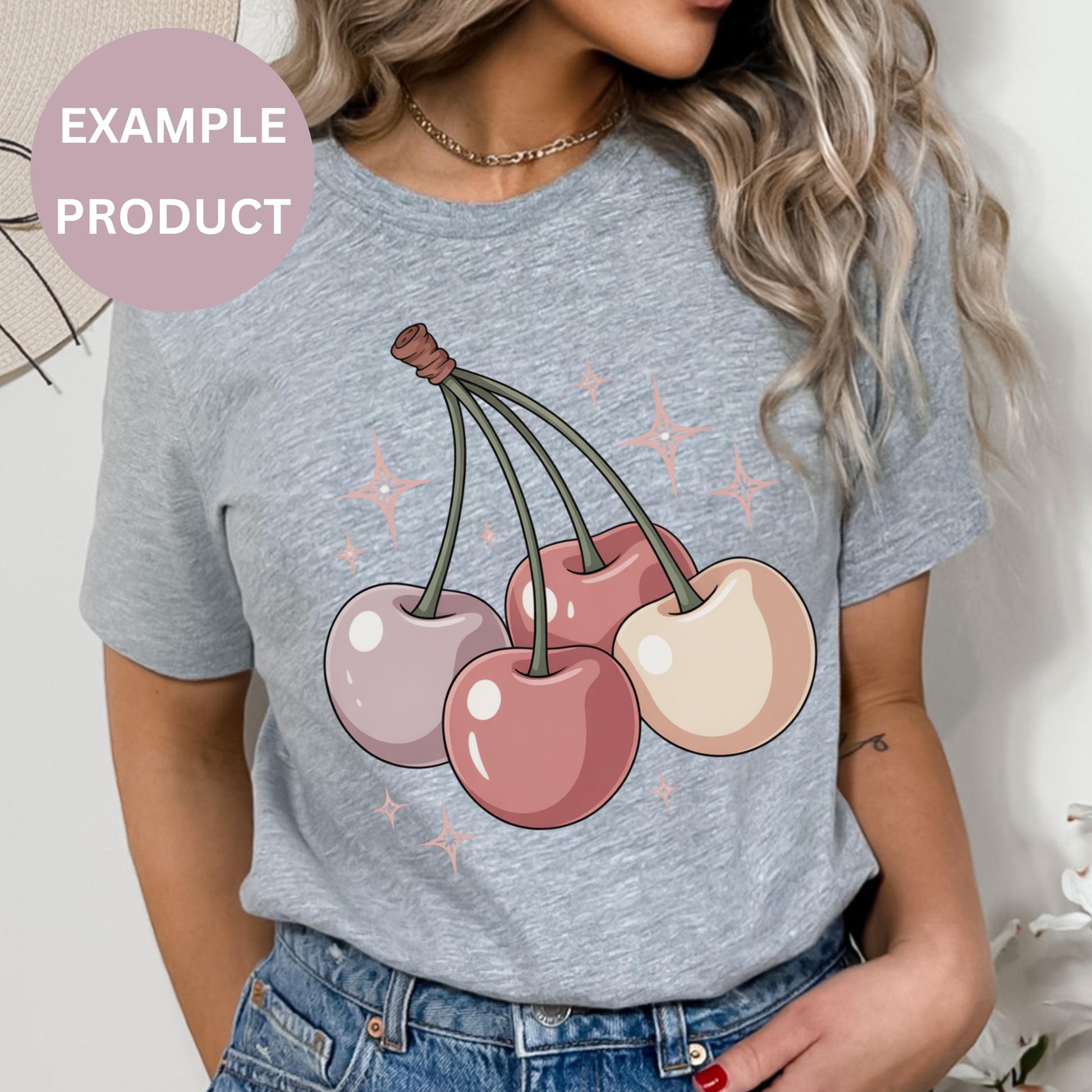 Women's Cute Cherry Graphic T-Shirt, Casual Summer Cotton Tee, Trendy Fruit Design Top, Stylish Streetwear