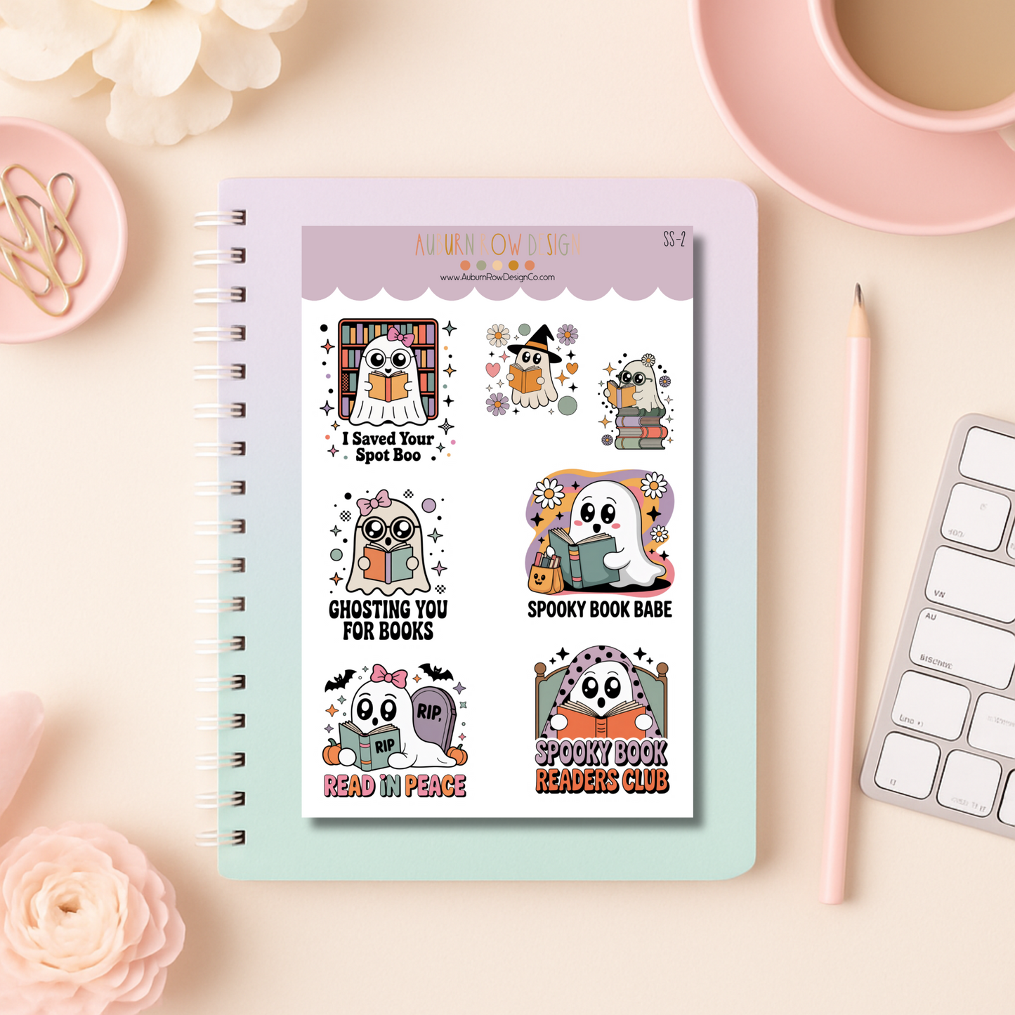 Ghost Bookish Sticker Sheet