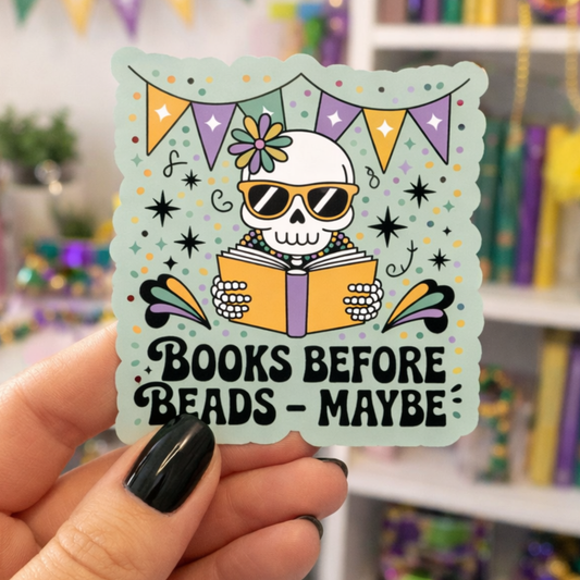 Mardi Gras Bookish Sticker