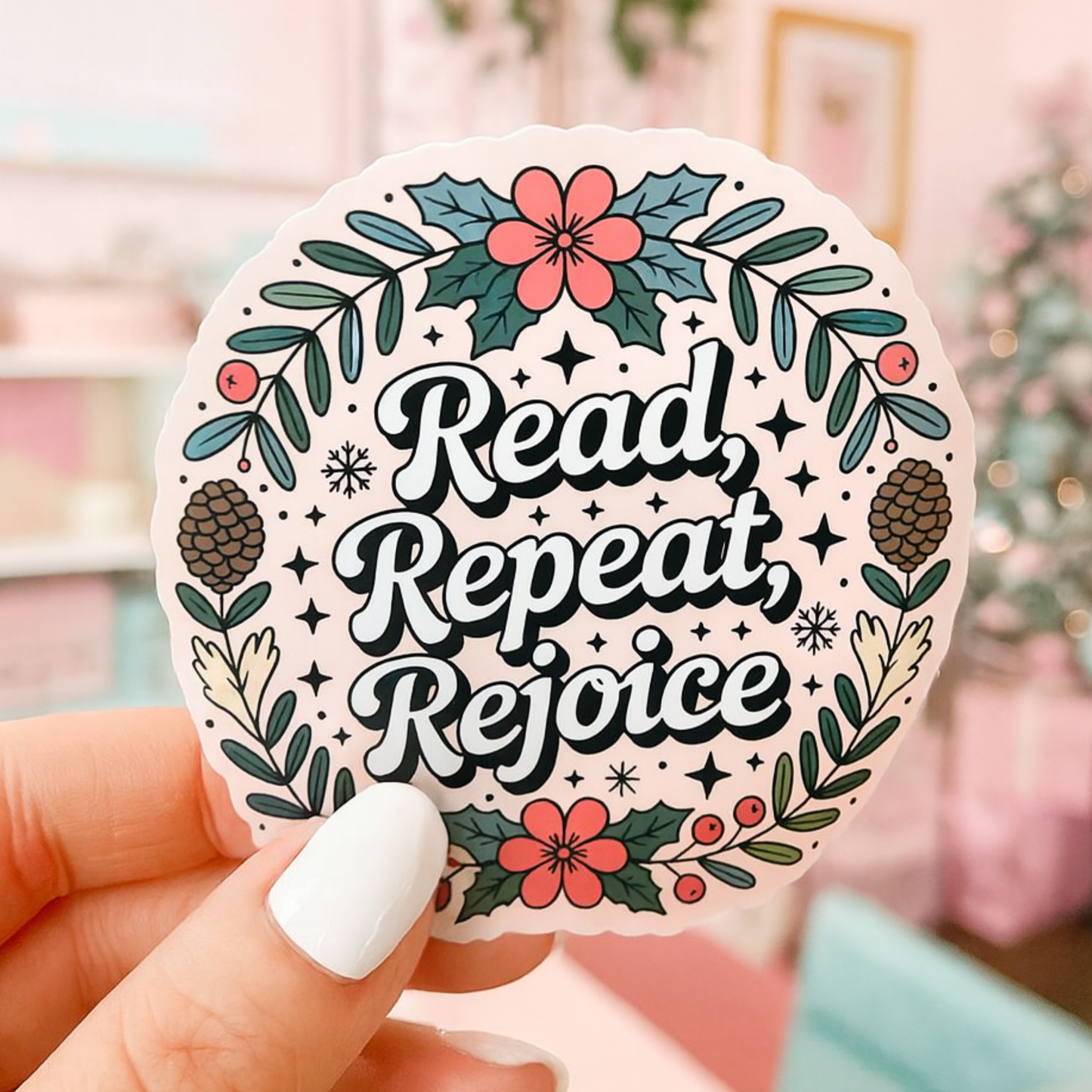 Read Repeat Rejoice Die Cut Sticker