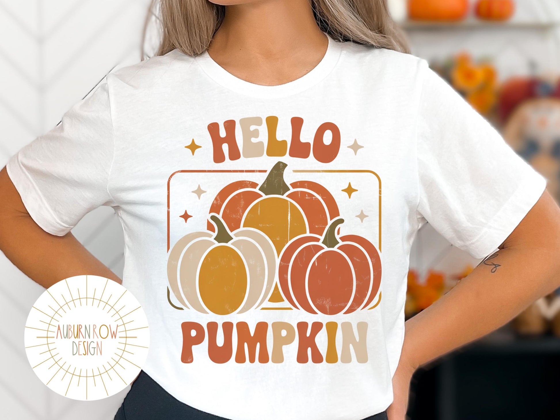 Hello Pumpkin Fall T-Shirt, Autumn Pumpkin Graphic Tee, Women's White Cotton Shirt, Thanksgiving Outfit