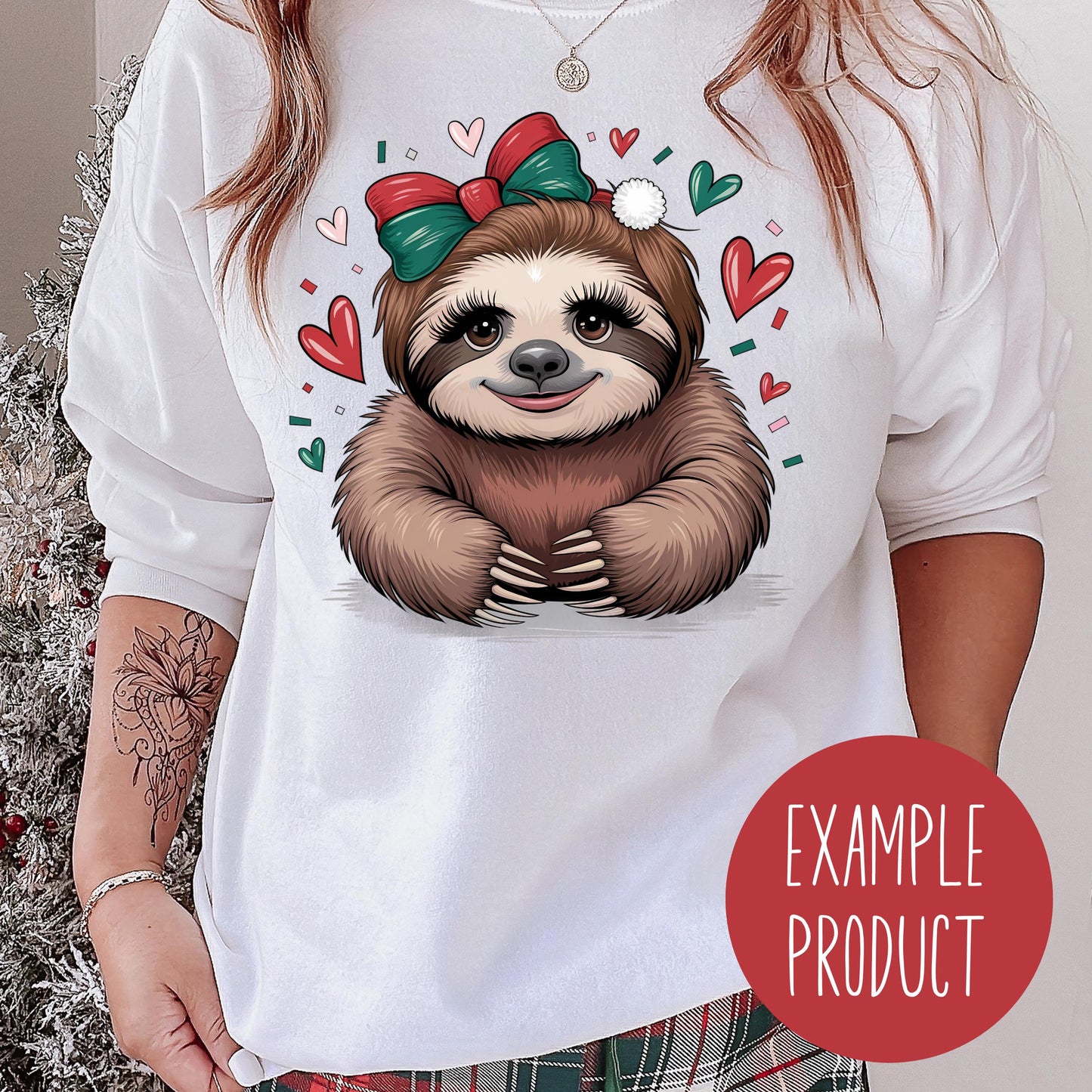 Cute Sloth Graphic T-Shirt, Cartoon Sloth with Bow, Women's Casual Tee, Animal Lover Gift Idea, White Cotton Shirt, Valentine's Day Special