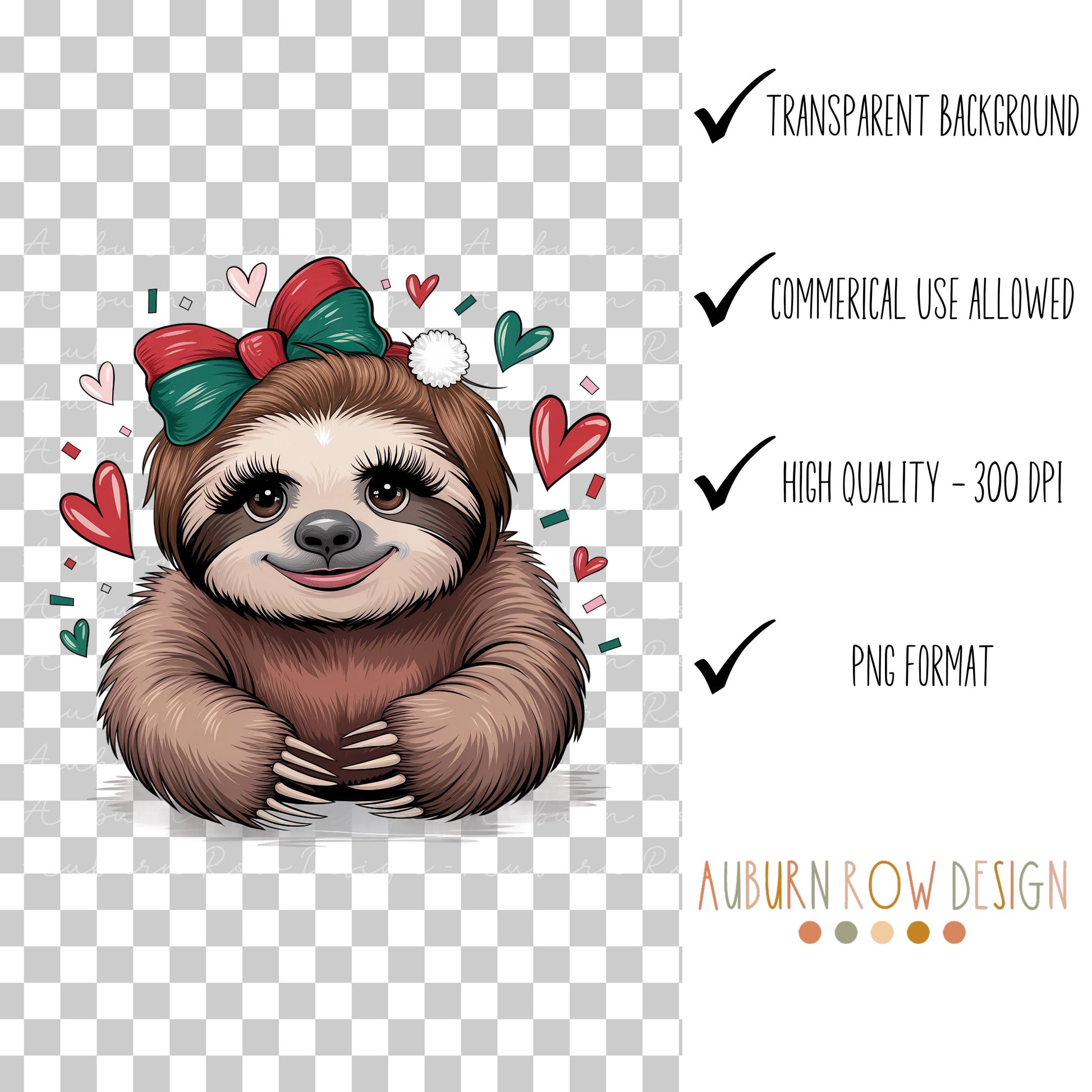 Cute Sloth Clipart, Transparent Background, High Quality 300 DPI, PNG Format, Commercial Use, Digital Download