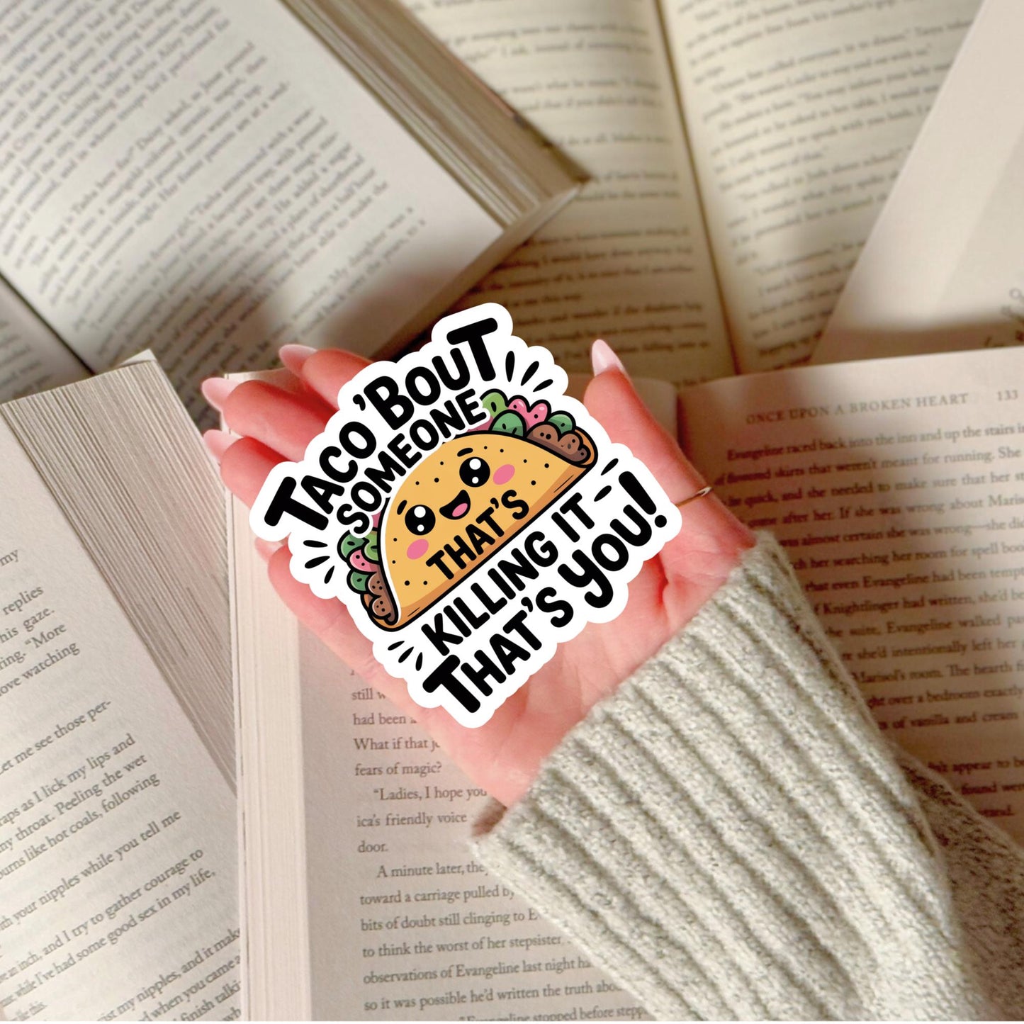 Cute Taco Sticker, Funny Vinyl Decal, Taco Bout Awesome, Laptop Taco Sticker, Colorful Taco Design, Gift for Foodies, Waterproof Sticker