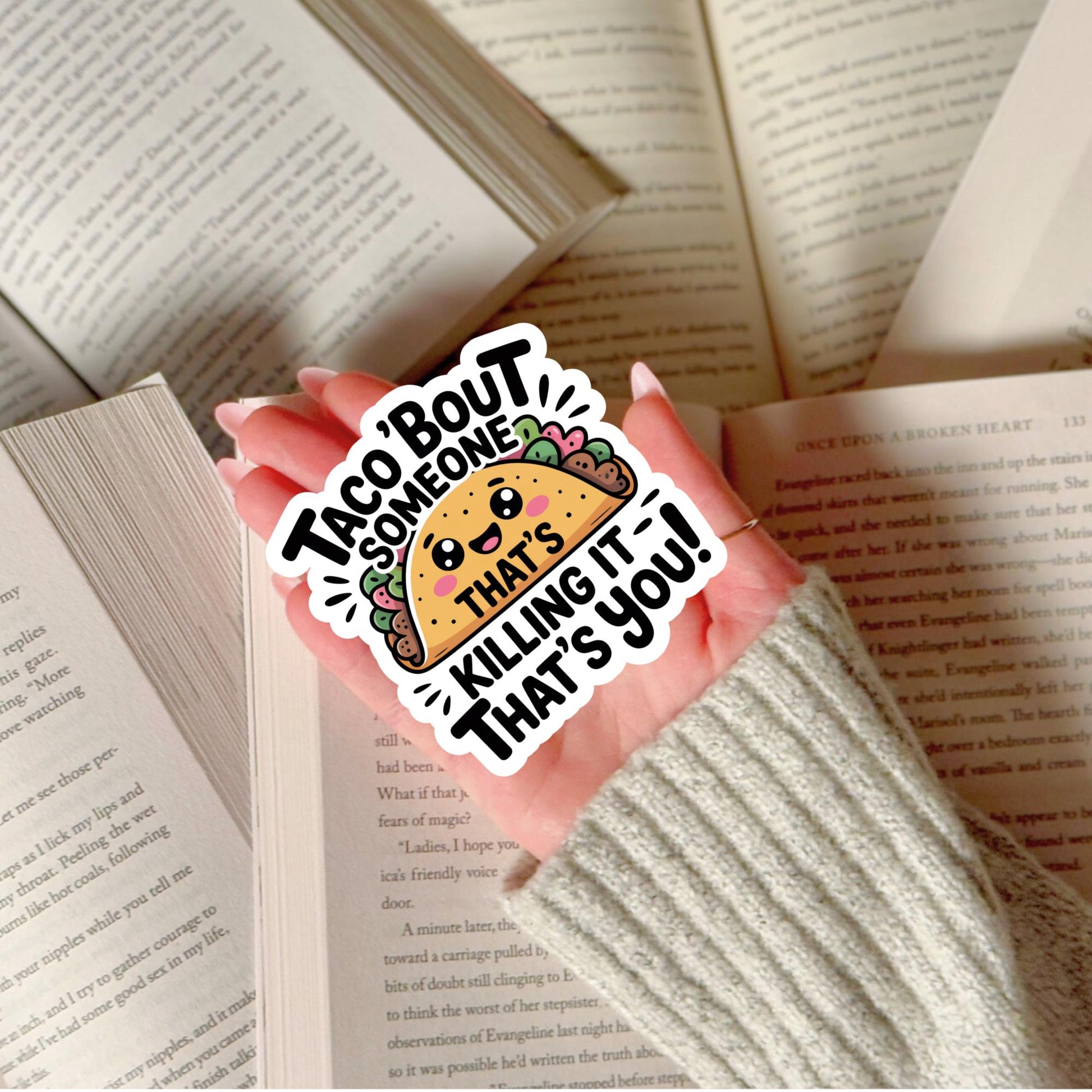 Cute Taco Sticker, Funny Vinyl Decal, Taco Bout Awesome, Laptop Taco Sticker, Colorful Taco Design, Gift for Foodies, Waterproof Sticker