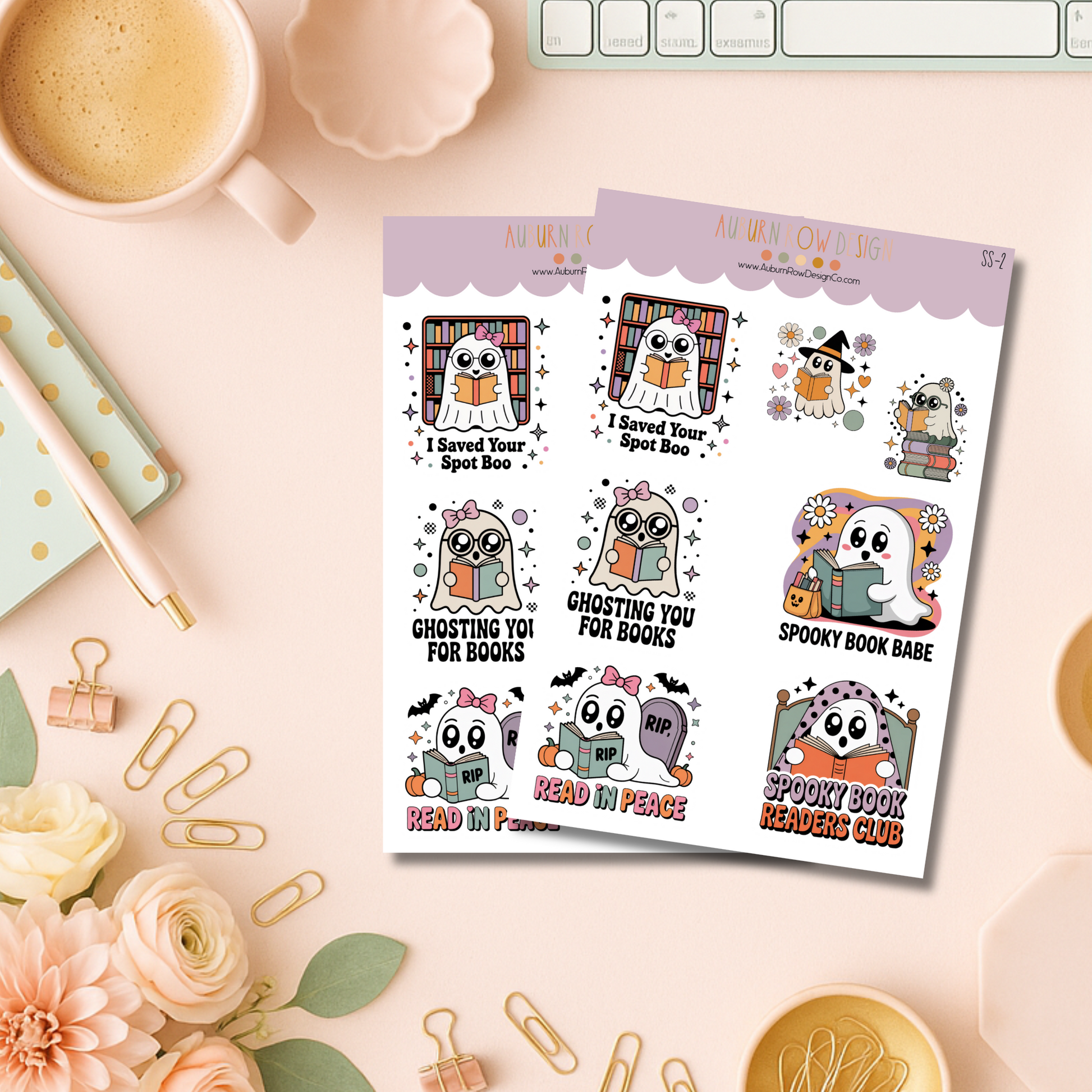 Ghost Bookish Sticker Sheet