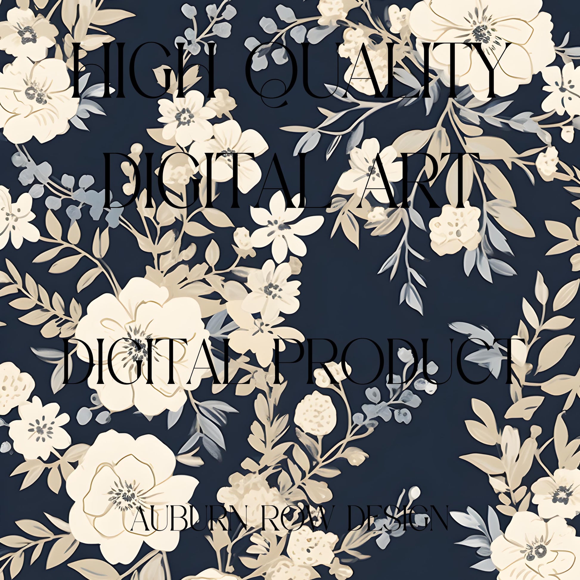 High Quality Digital Floral Wallpaper, Elegant Blue and White Flower Design, Home Decor Art Print, Downloadable JPEG
