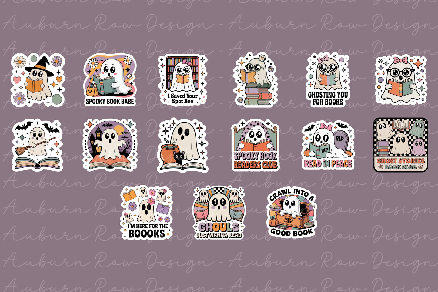 Cute Ghost Reading Book Stickers, Spooky Book Club, Halloween Planner Stickers, Ghostly Decals, Creative Reading Enthusiast Gift