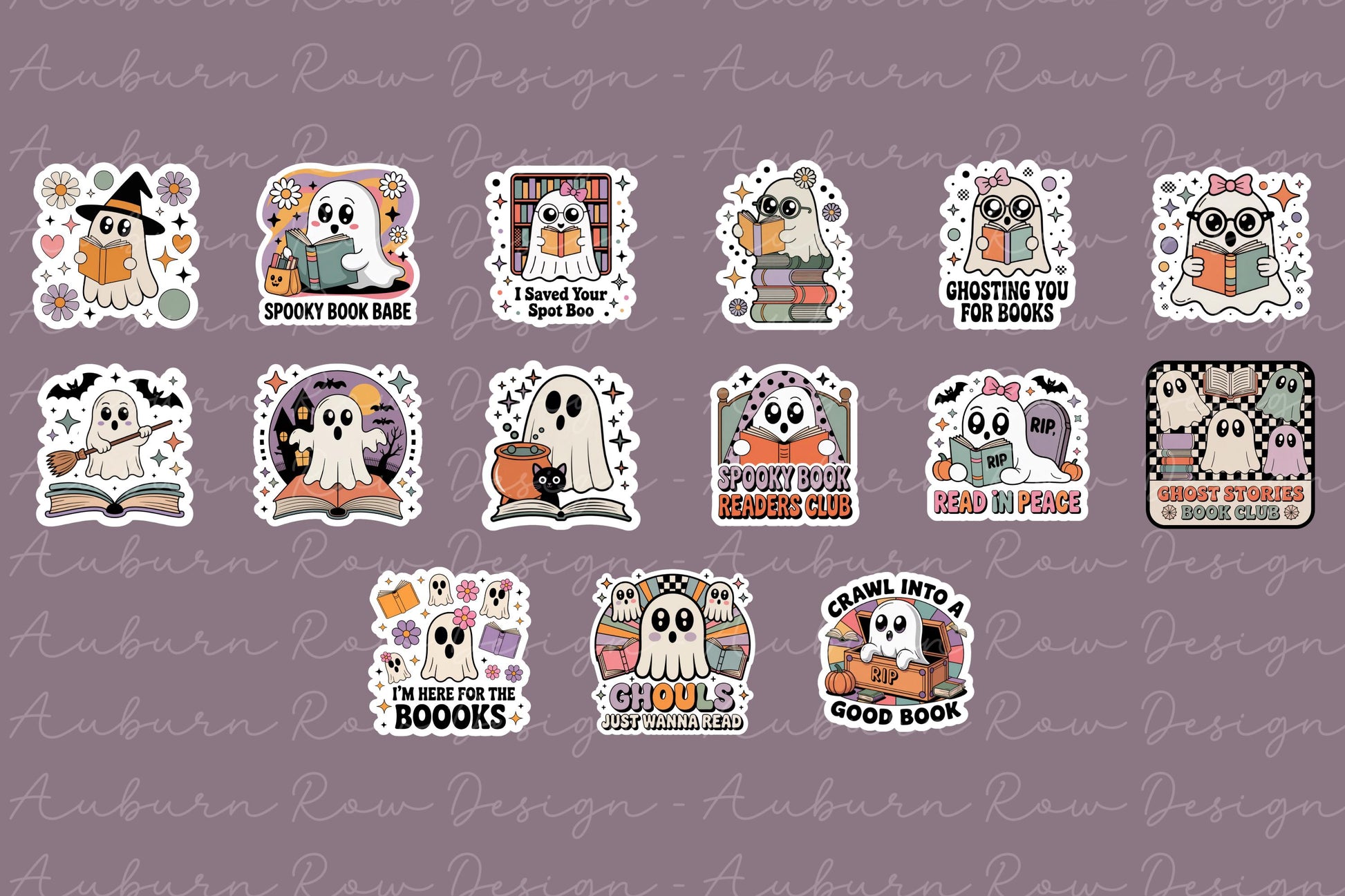 Cute Ghost Reading Book Stickers, Spooky Book Club, Halloween Planner Stickers, Ghostly Decals, Creative Reading Enthusiast Gift