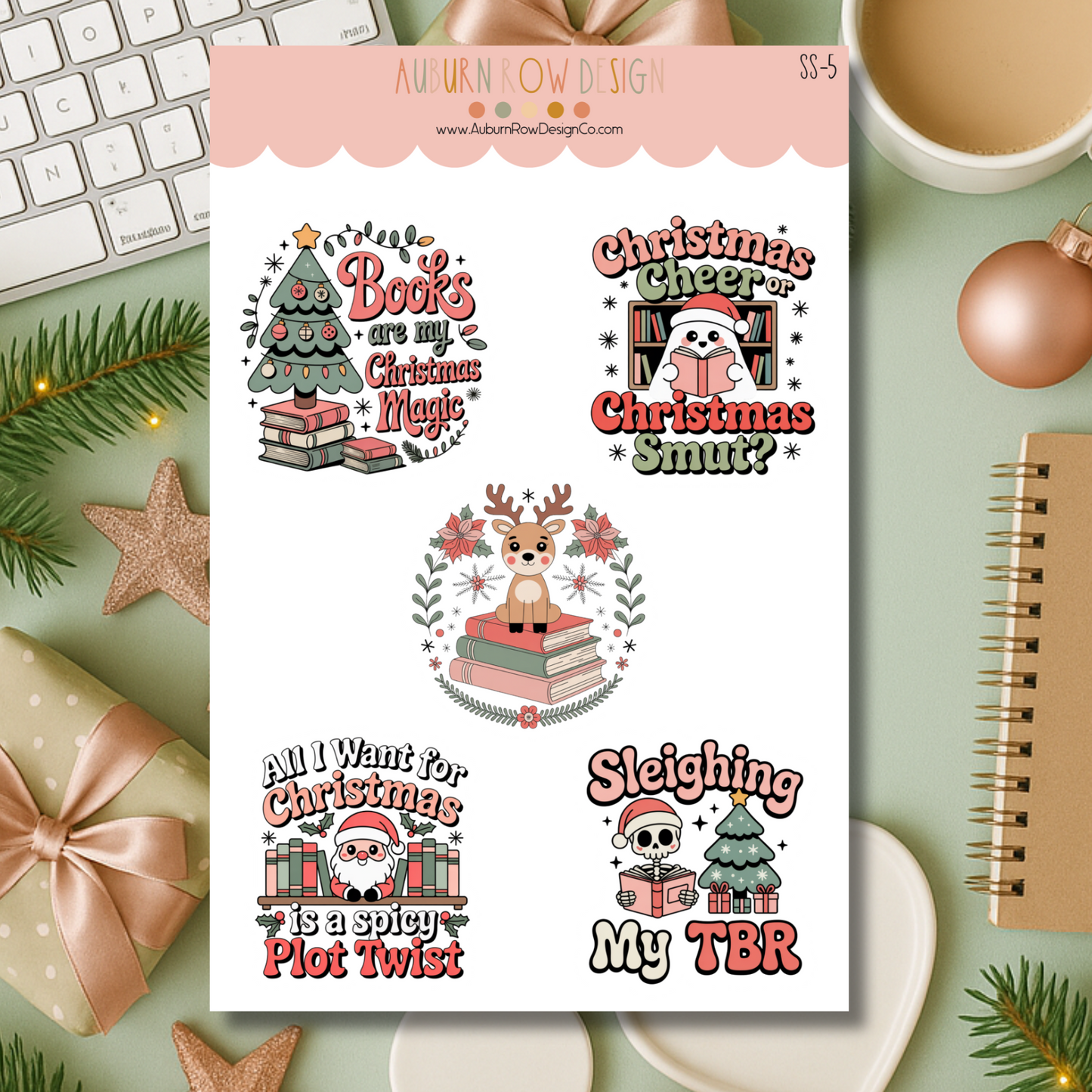 Bookish Christmas Sticker Sheet