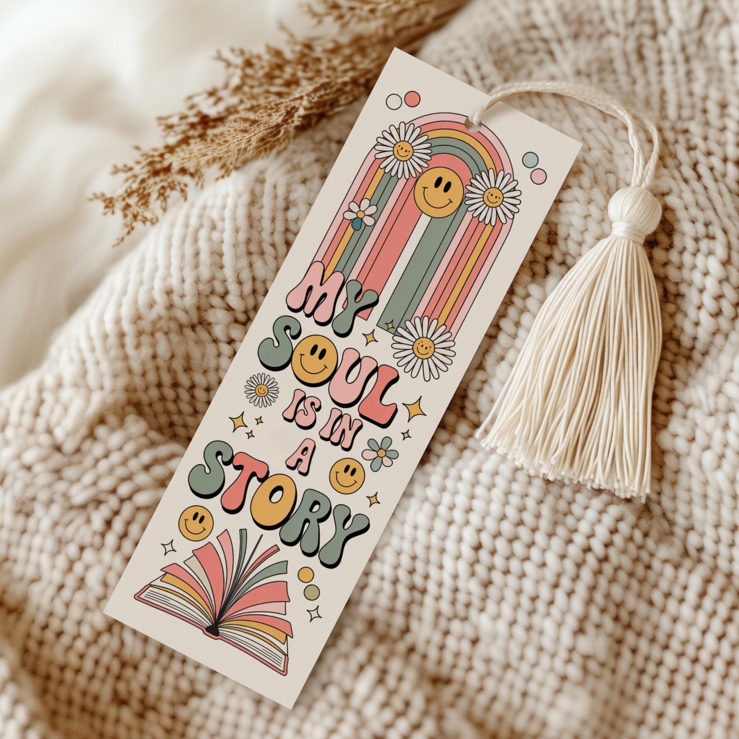 Colorful Bookmark with Rainbow and Quotes, Inspirational Reading Accessory, Cute Book Lover Gift