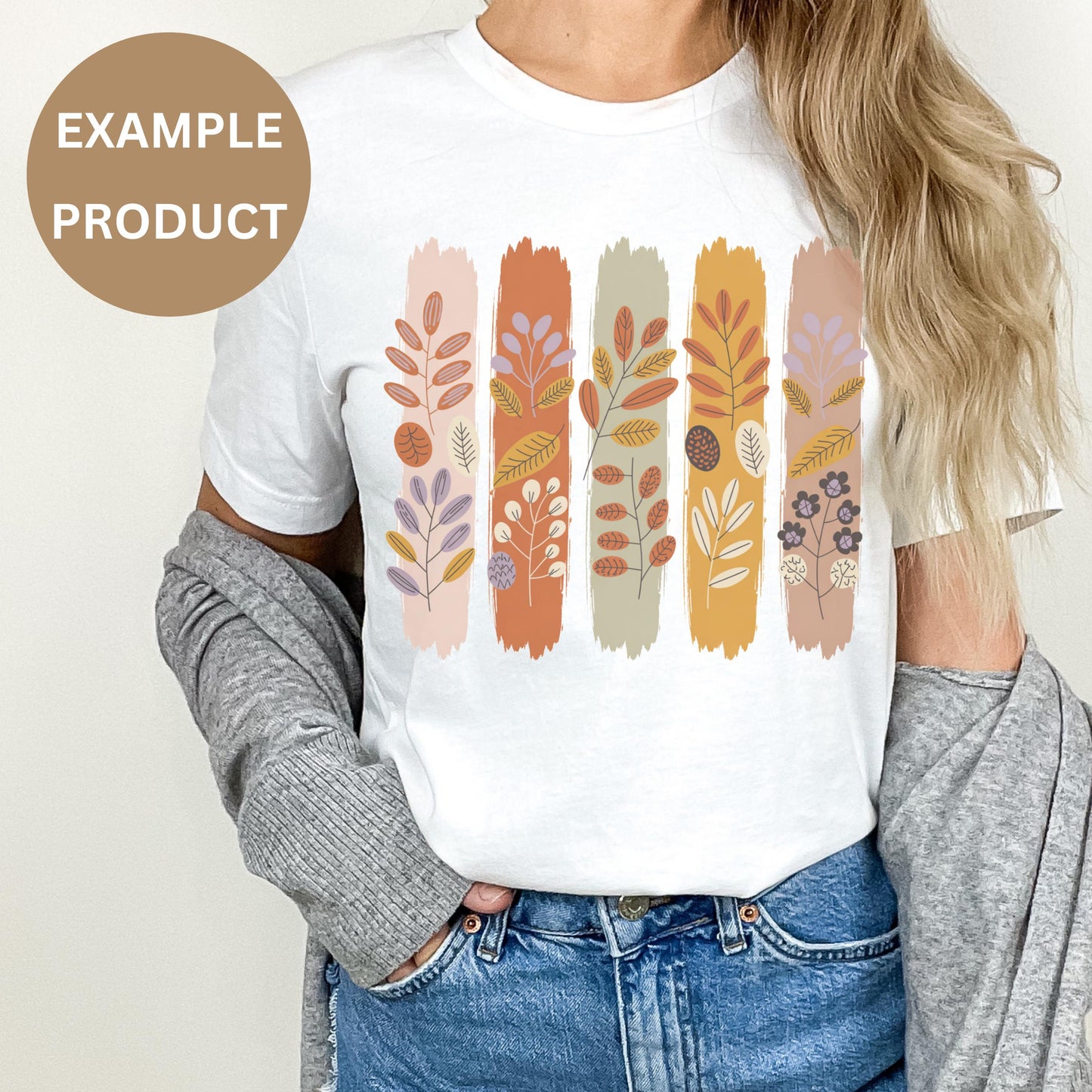 Women's Autumn Leaves Graphic T-Shirt, Fall Colors Nature Inspired Casual Tee, Soft Cotton Top, Fashion Apparel for Her