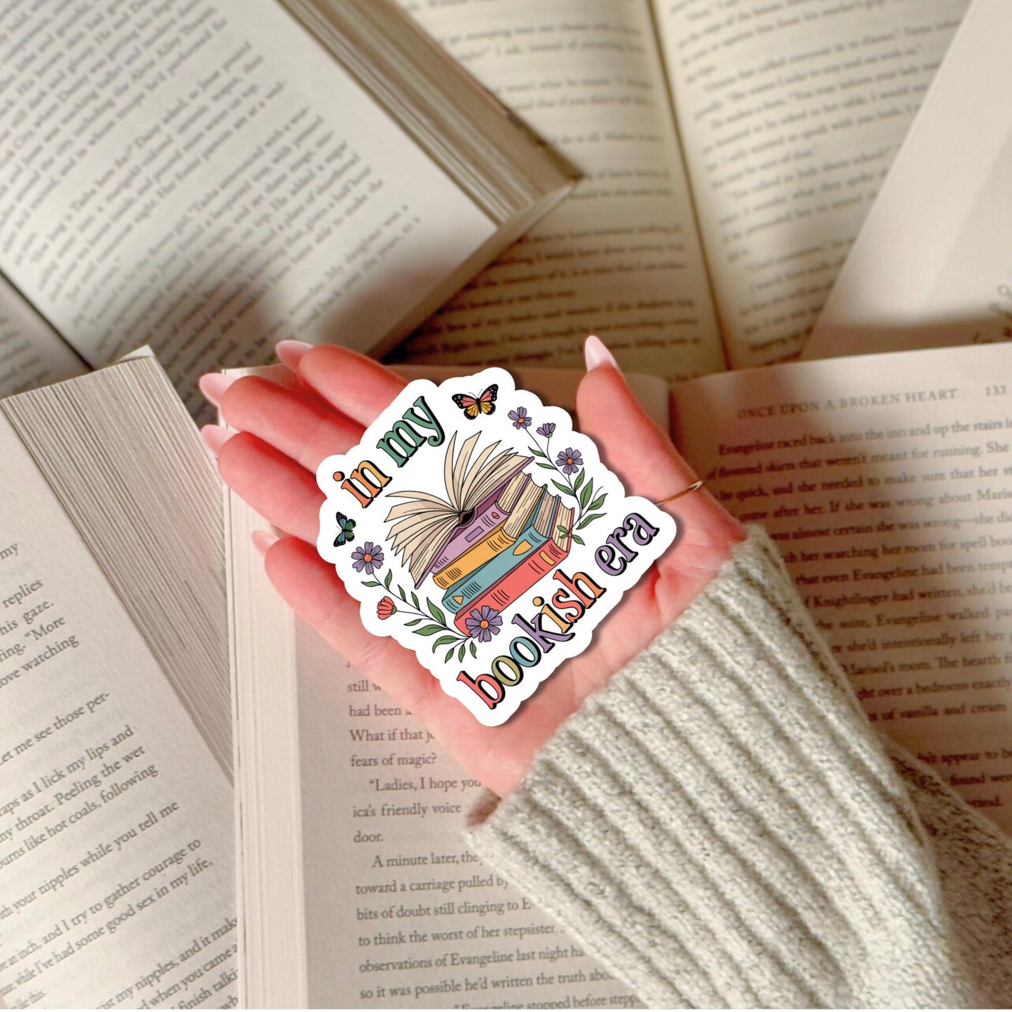 Bookish Era Sticker, Cute Floral Book Lover Decal, Waterproof Vinyl, Reading Nook Decor, Gift for Bibliophile, Planner Accessories, Small