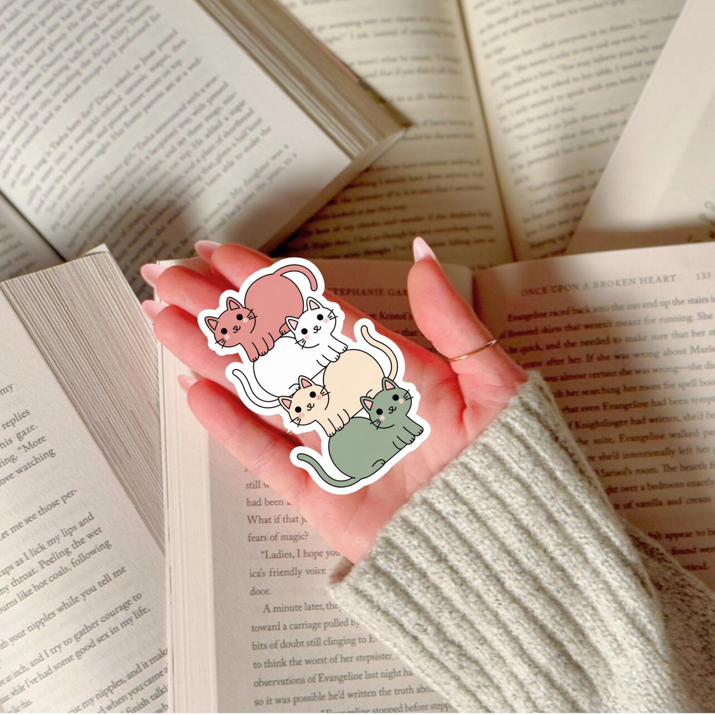 Cute Cat Stickers, Colorful Kitten Decals, Vinyl Waterproof Sticker Pack for Laptops and Books