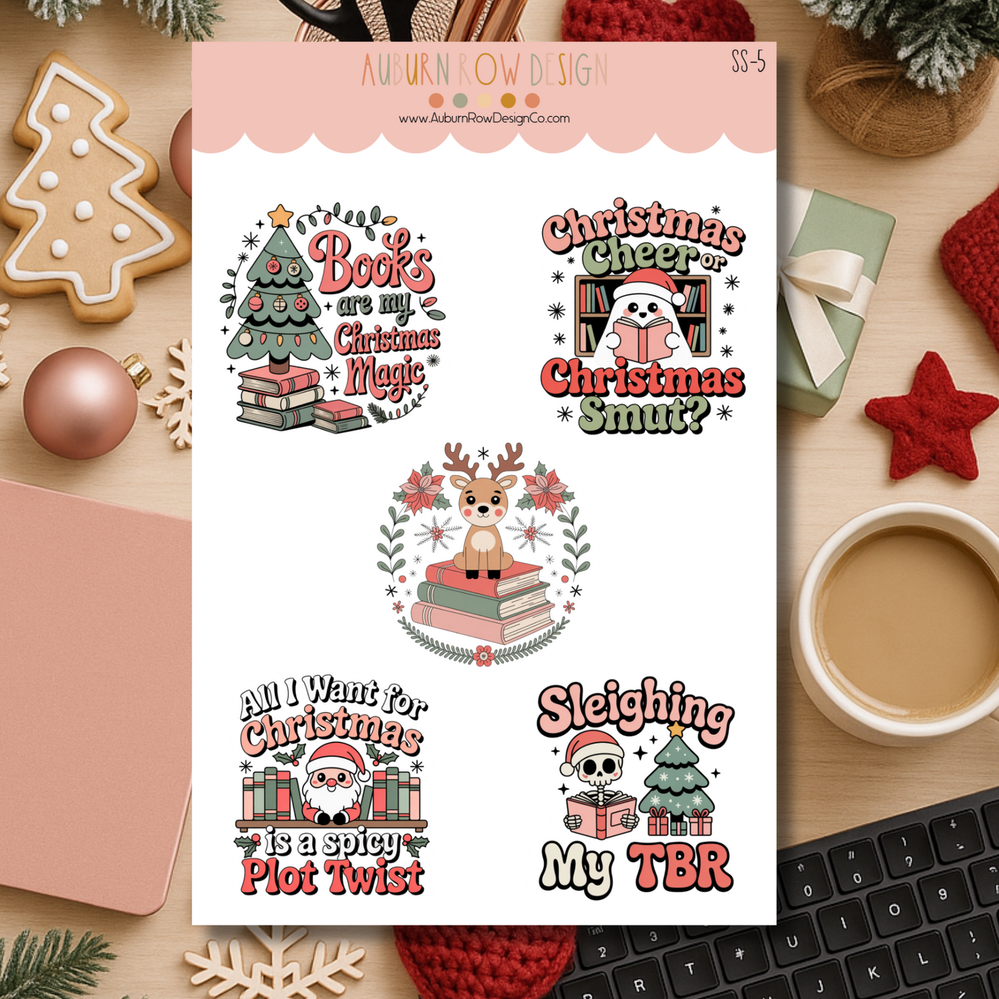 Bookish Christmas Sticker Sheet