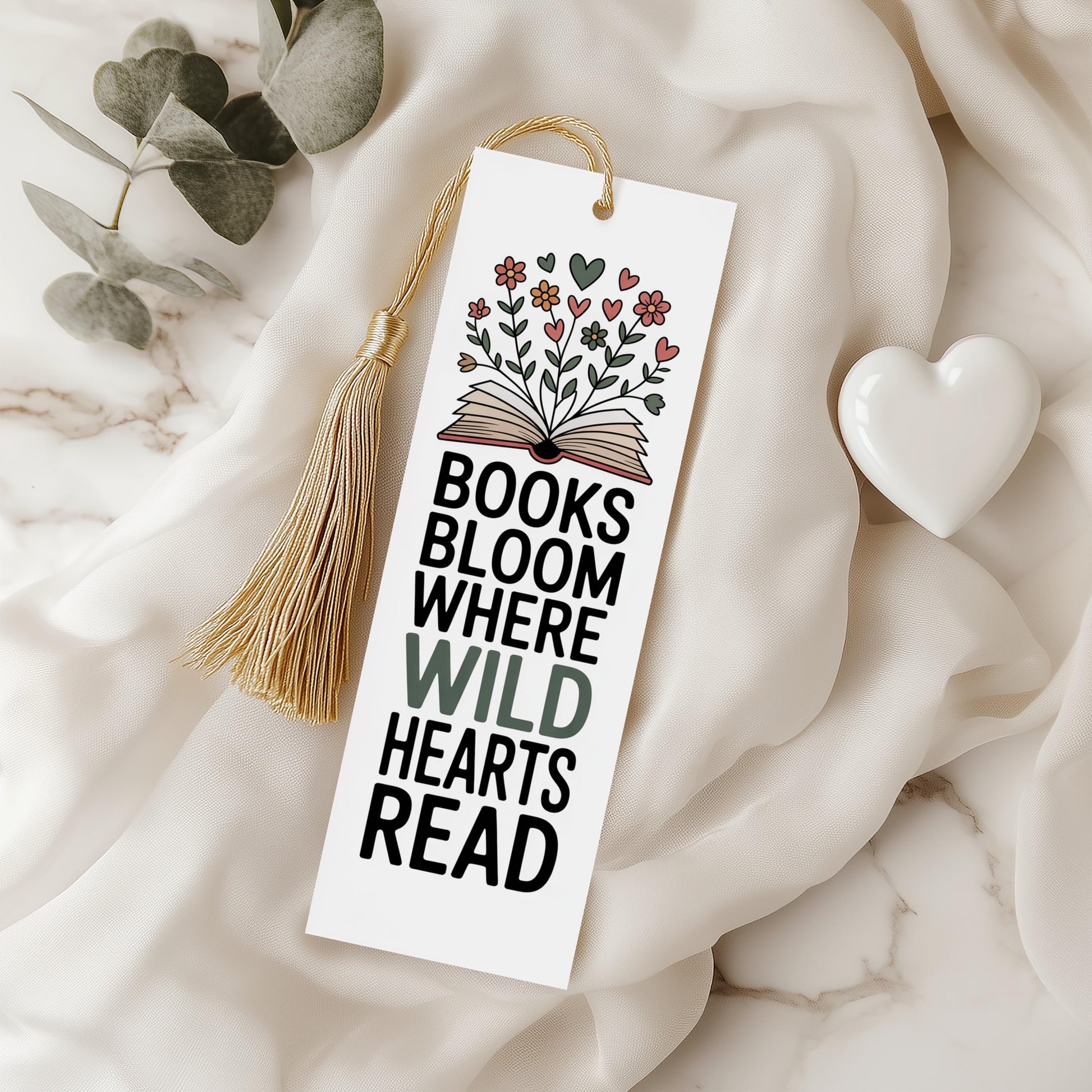 Floral Bookmark 'Books Bloom Where Wild Hearts Read' Tassel Bookmark, Gift for Readers, Book Lover Gift, Unique Reading Accessory