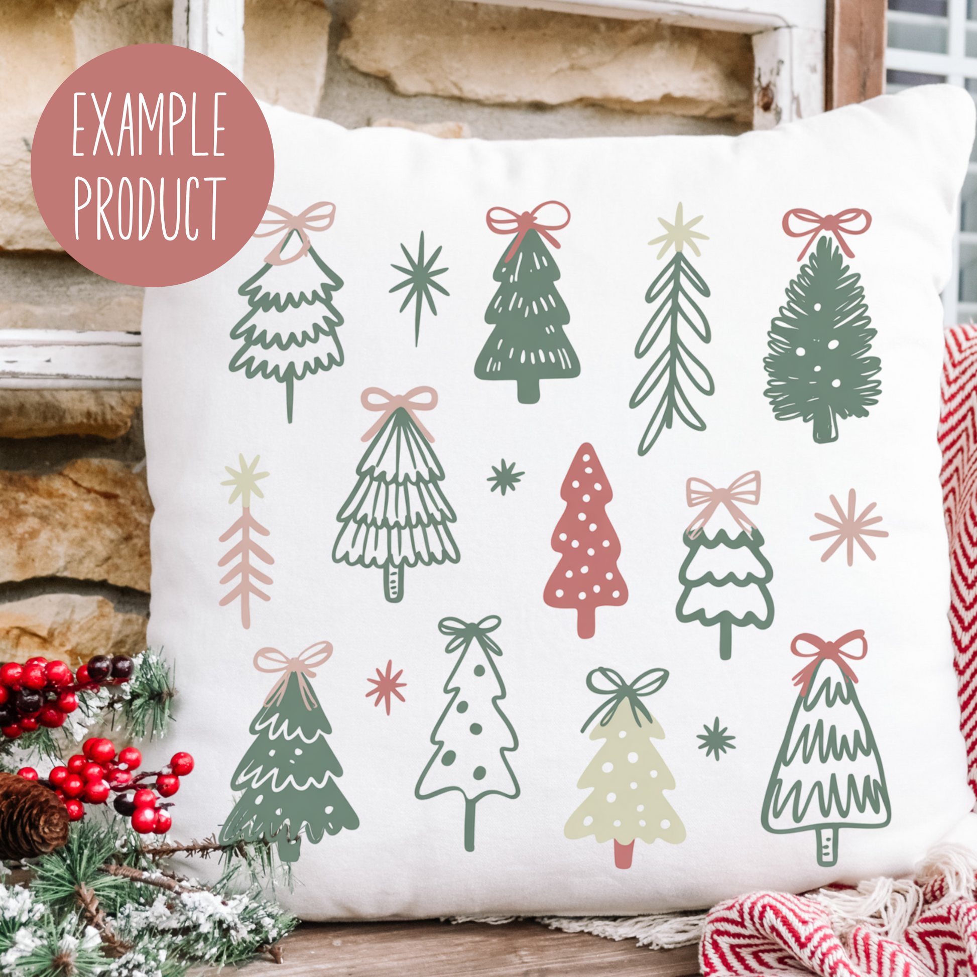Festive Christmas Tree Pillow, Holiday Decorative Cushion, Seasonal Home Decor, Winter Throw Pillow Gift
