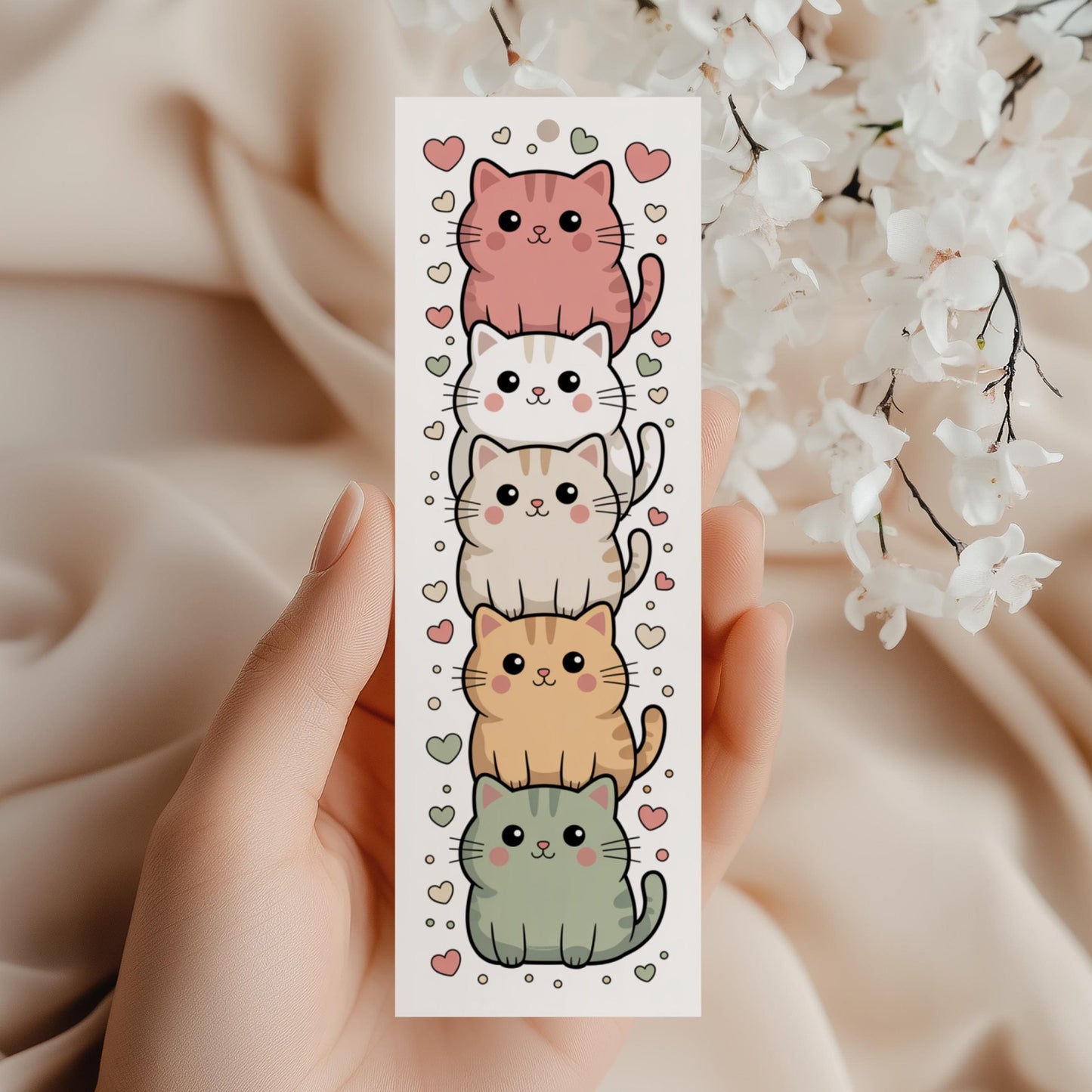 Cute Cat Stickers Stack, Colorful Kitten Decals, Love Hearts, Pet Themed Stationery, Planner Accessories, Gift for Cat Lovers