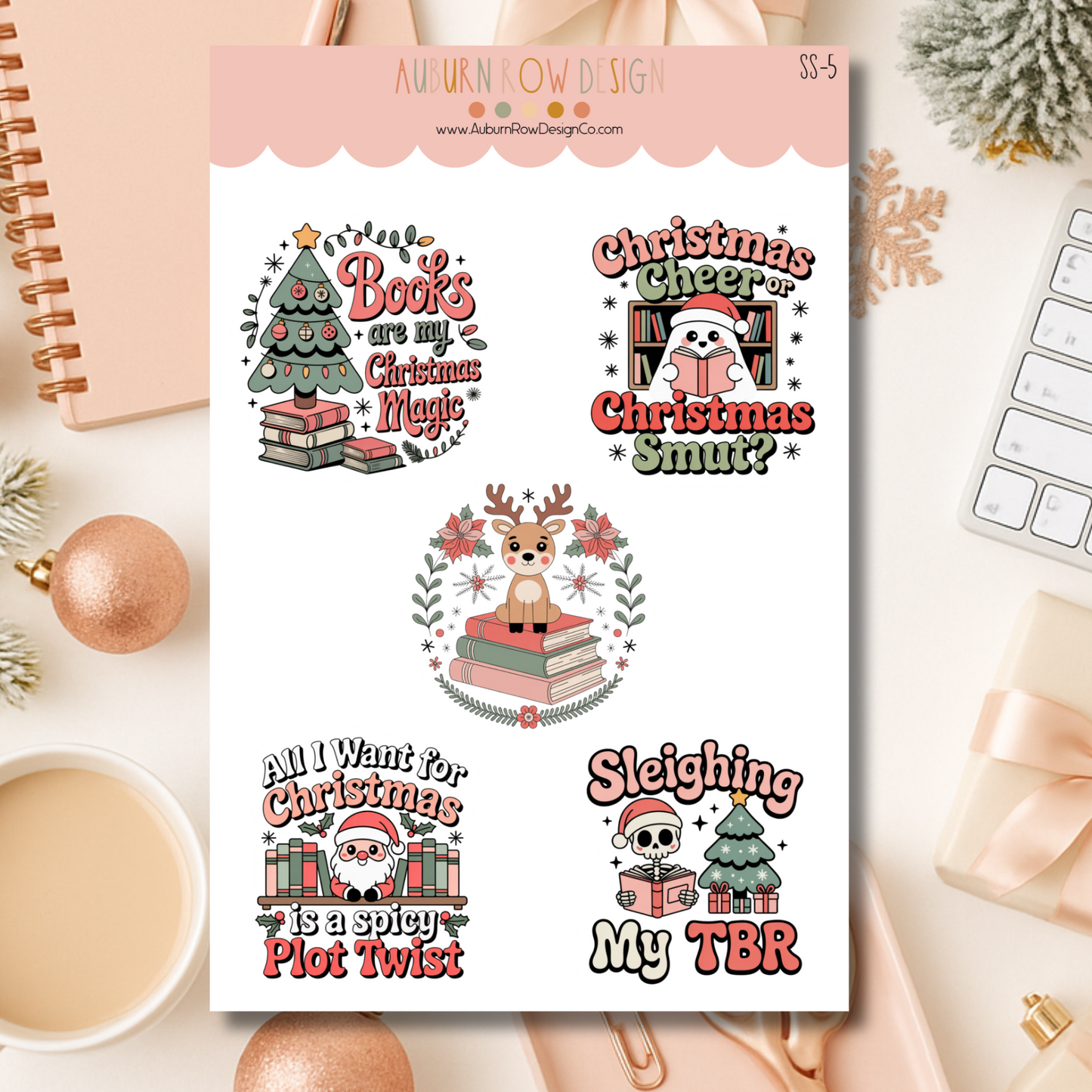 Bookish Christmas Sticker Sheet