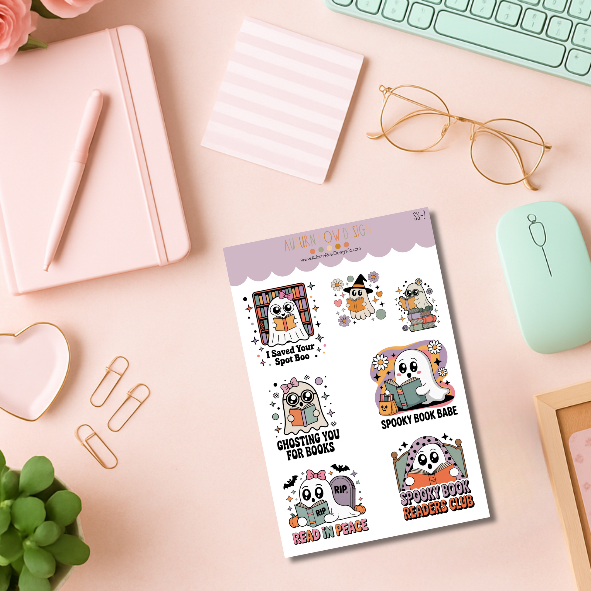 Ghost Bookish Sticker Sheet