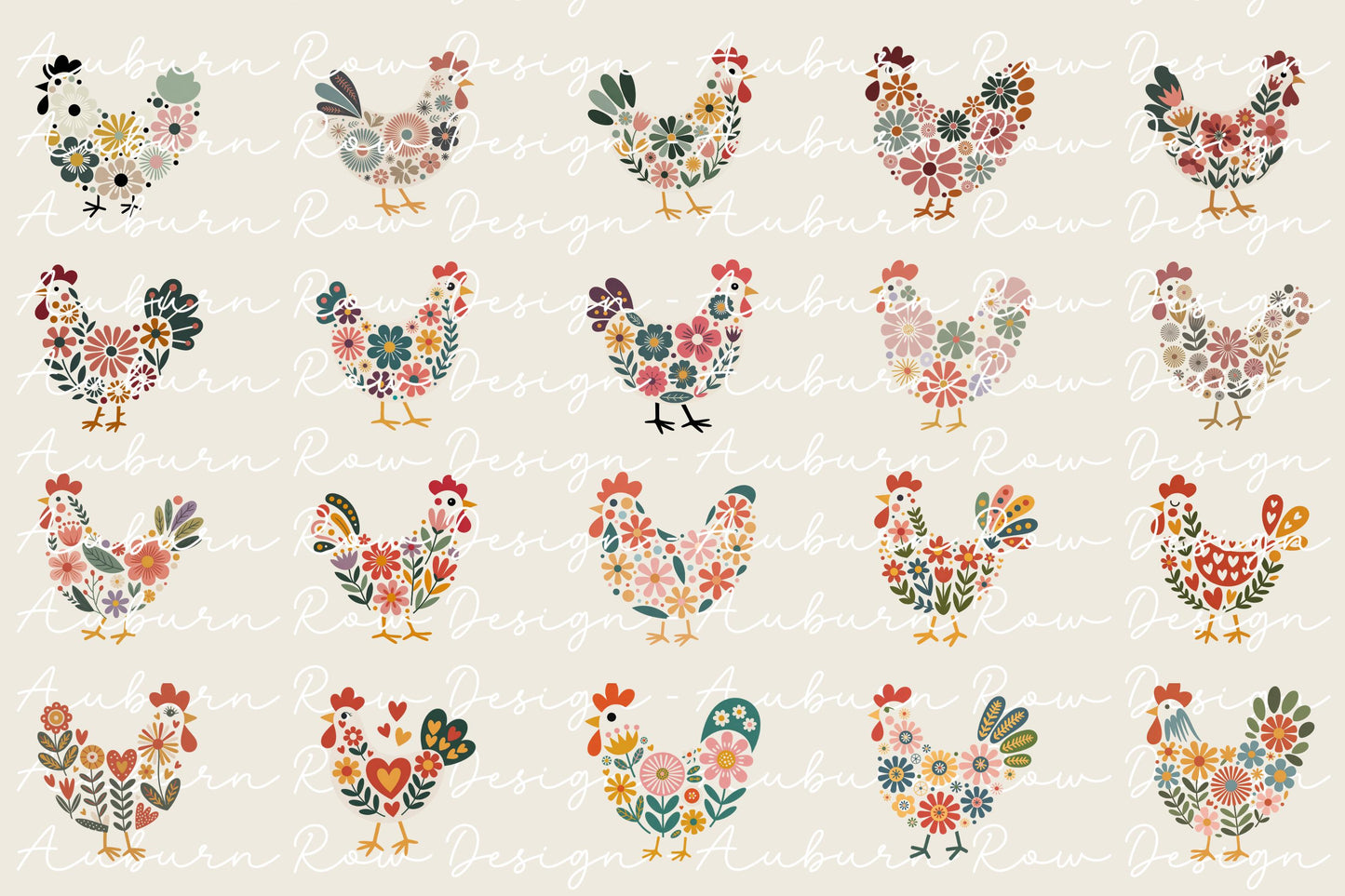Colorful Folk Art Rooster Prints, Vintage Style Chicken Illustrations, Farmhouse Kitchen Decor, Set of Wall Art