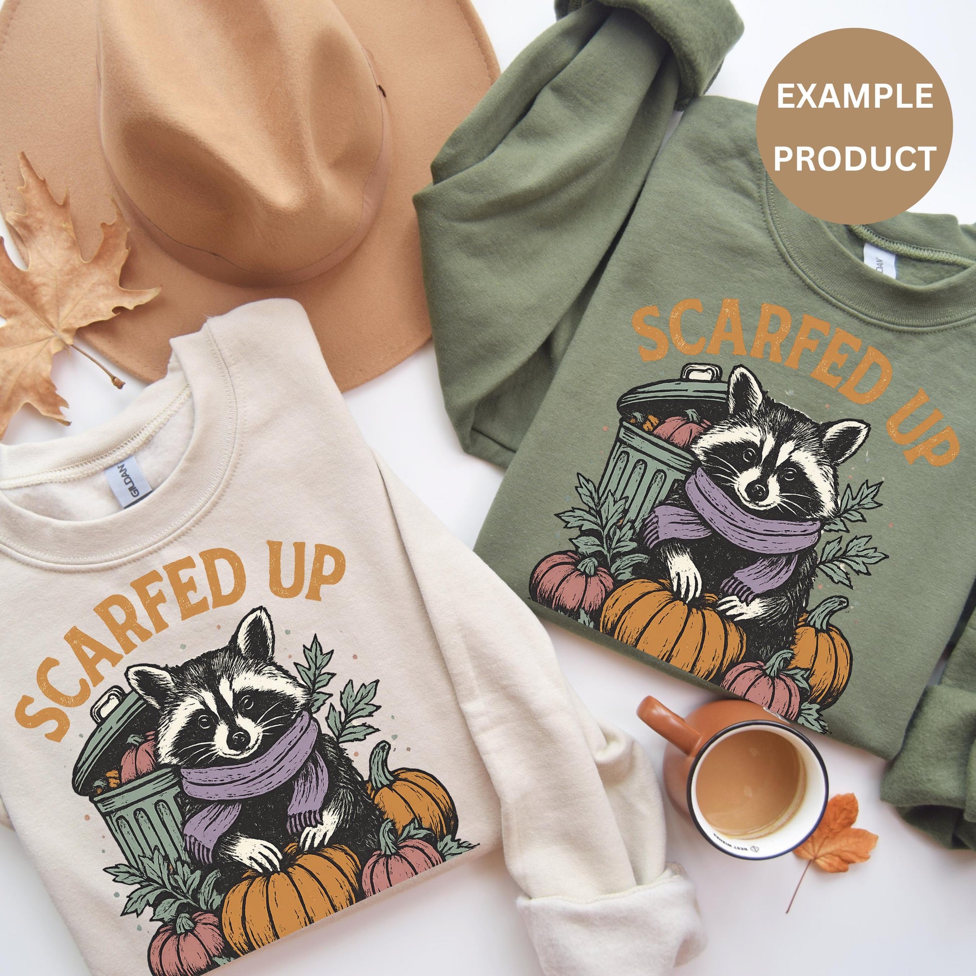 Autumn Raccoon Print Sweatshirt, Fall Pumpkin Graphic Sweater, Cute Animal Pullover, Casual Autumn-Wear for Women and Men