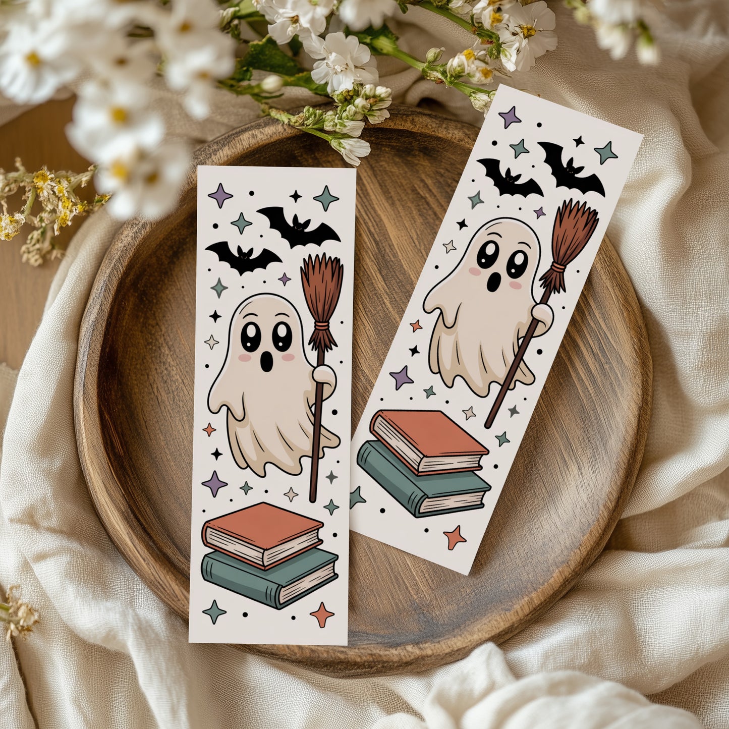 Retro Ghost Halloween Bookmarks