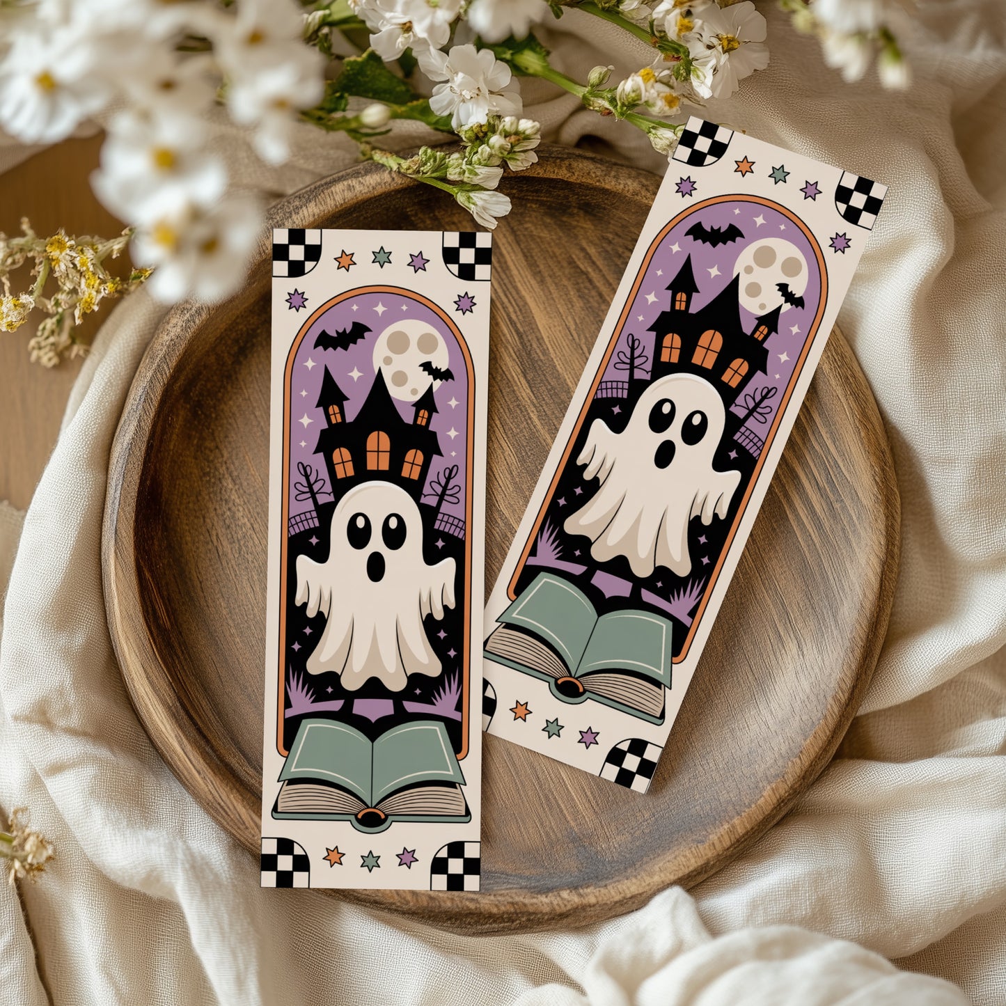 Retro Ghost Halloween Bookmarks