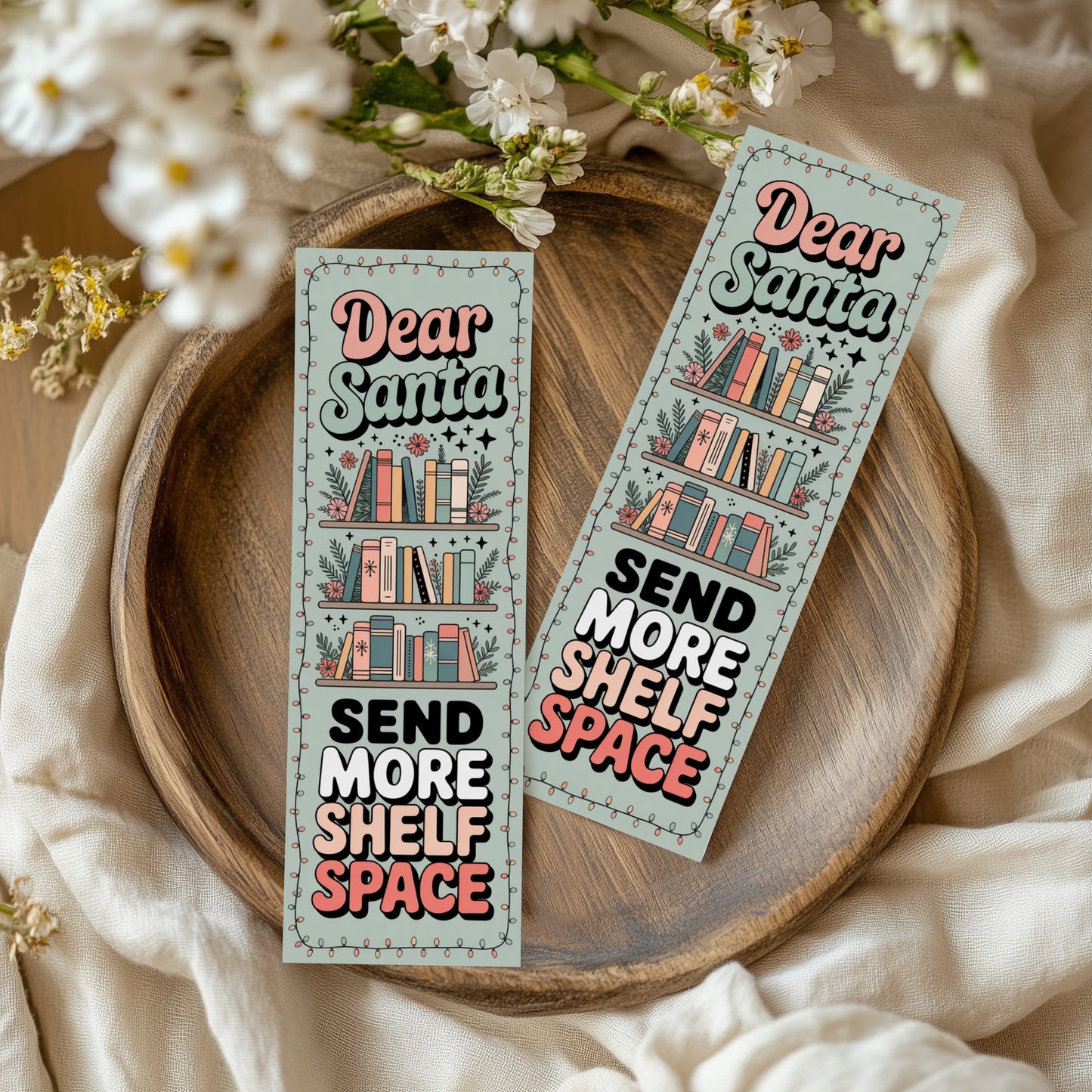 Pastel Christmas Bookmark Set or Individual