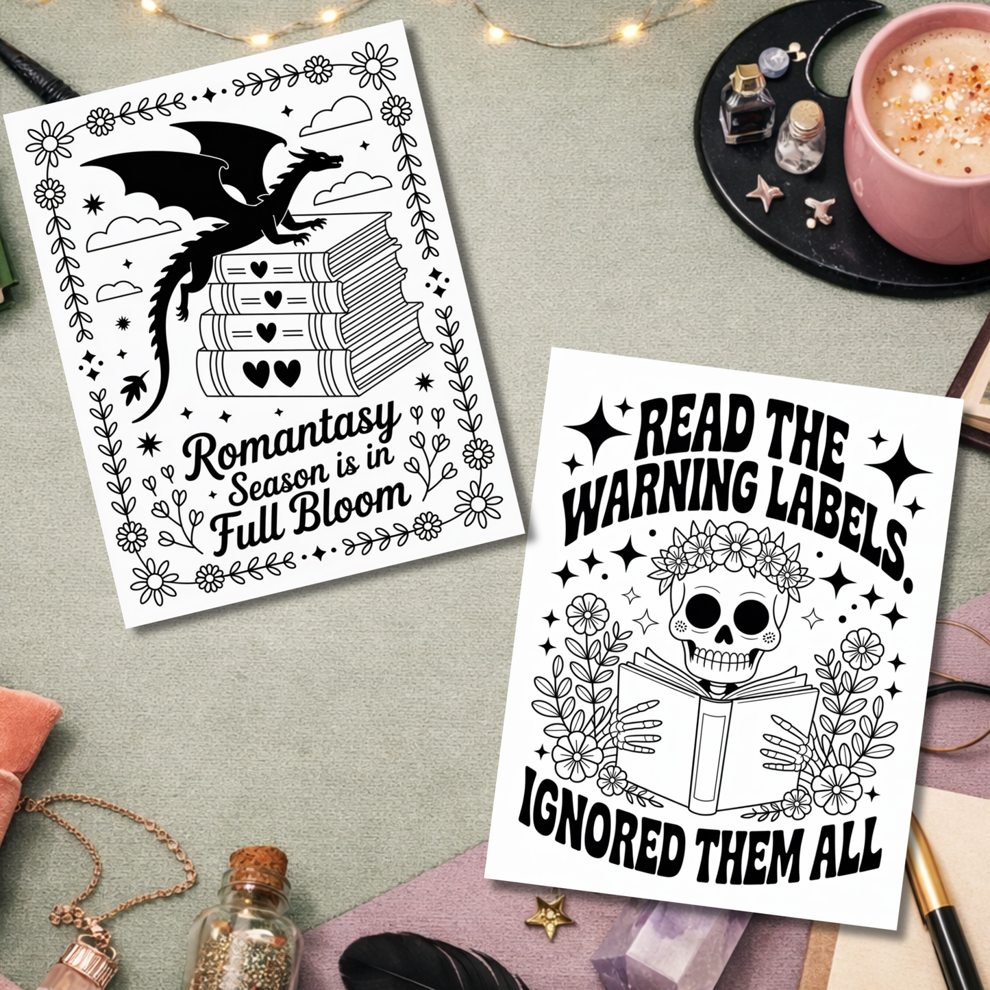 Smut & Starlight: A Romantasy Coloring Book