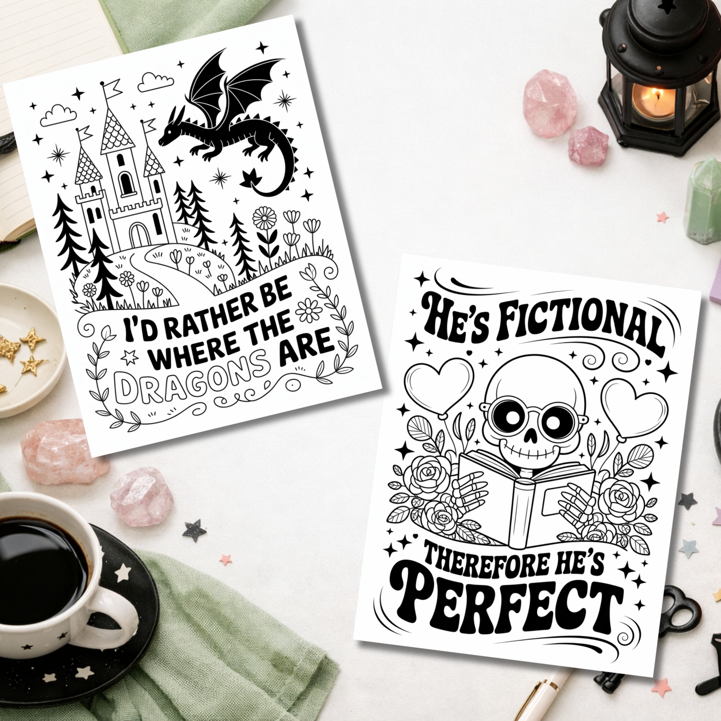 Smut & Starlight: A Romantasy Coloring Book