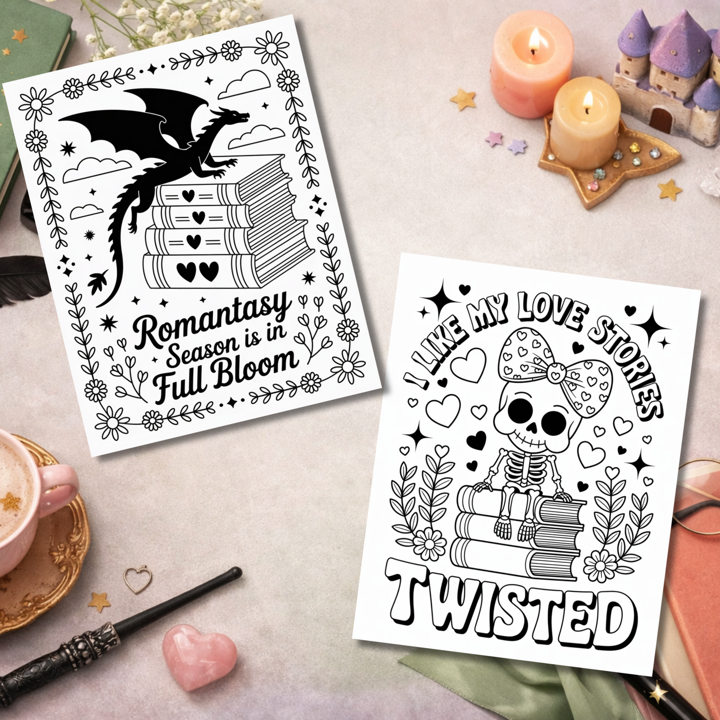 Smut & Starlight: A Romantasy Coloring Book
