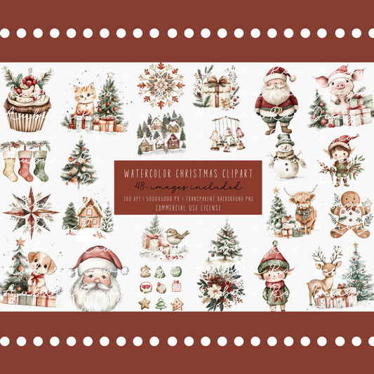 Watercolor Christmas Clipart