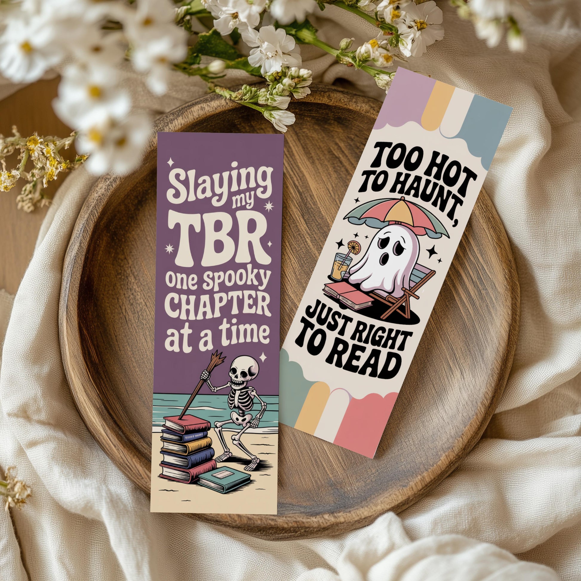 Spooky Bookmarks Set, Slaying My TBR, Skeleton Reading, Ghostly Cute, Halloween Gift Ideas, Literary Enthusiast, Book Lover Present