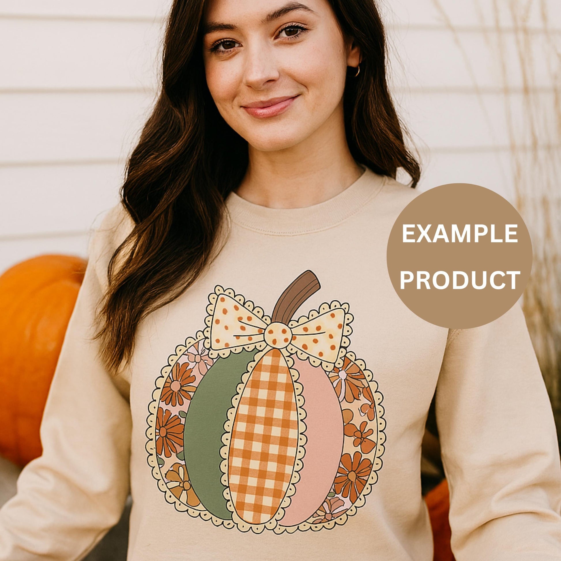 Women's Autumn Pumpkin Sweatshirt, Cozy Fall Crewneck, Cute Thanksgiving Top, Casual Fashion Pullover