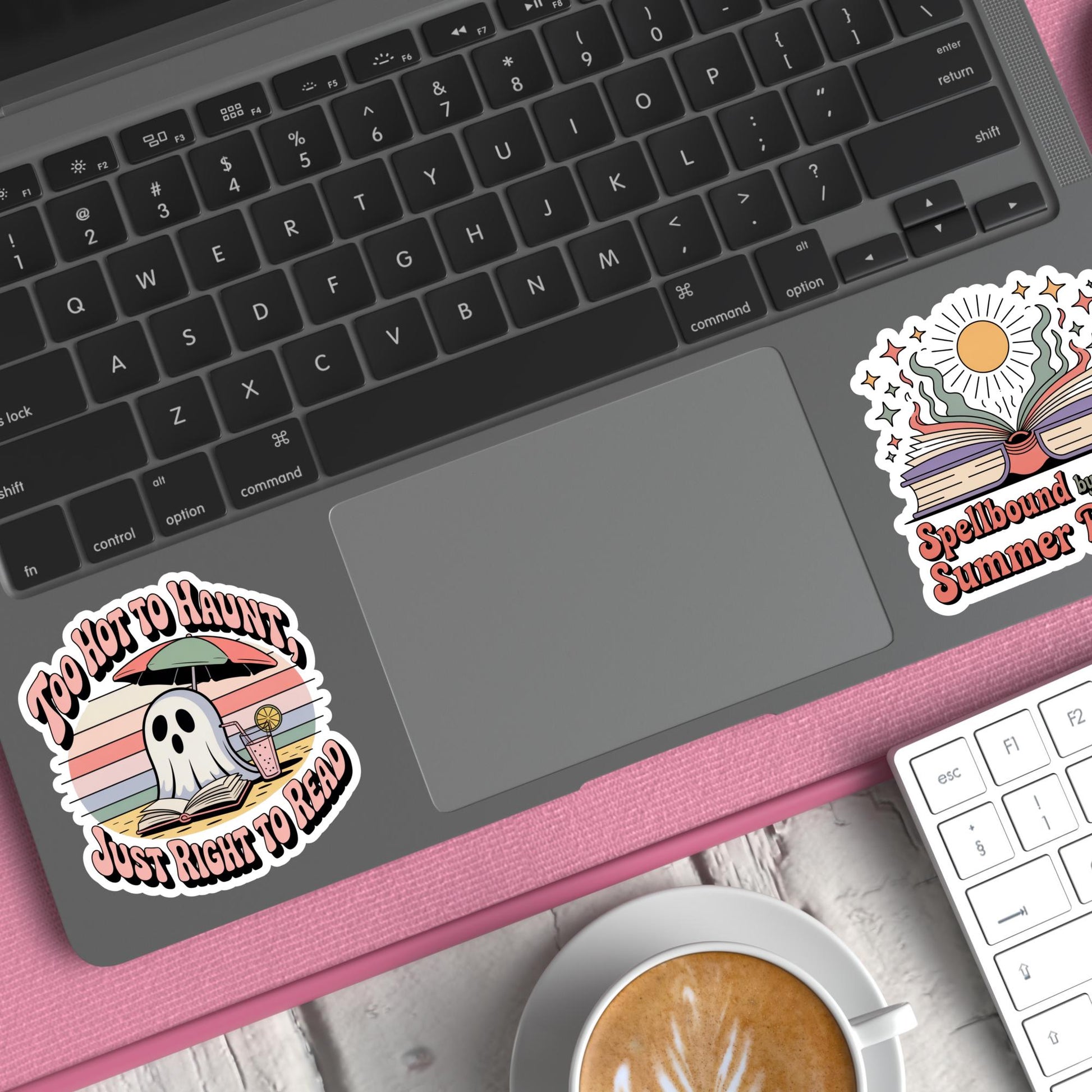 Cute Ghost Sticker, Too Hot to Haunt, Just Right to Read, Laptop Decal, Waterproof Vinyl, Spooky Aesthetic, Summer Theme, Trendy Design