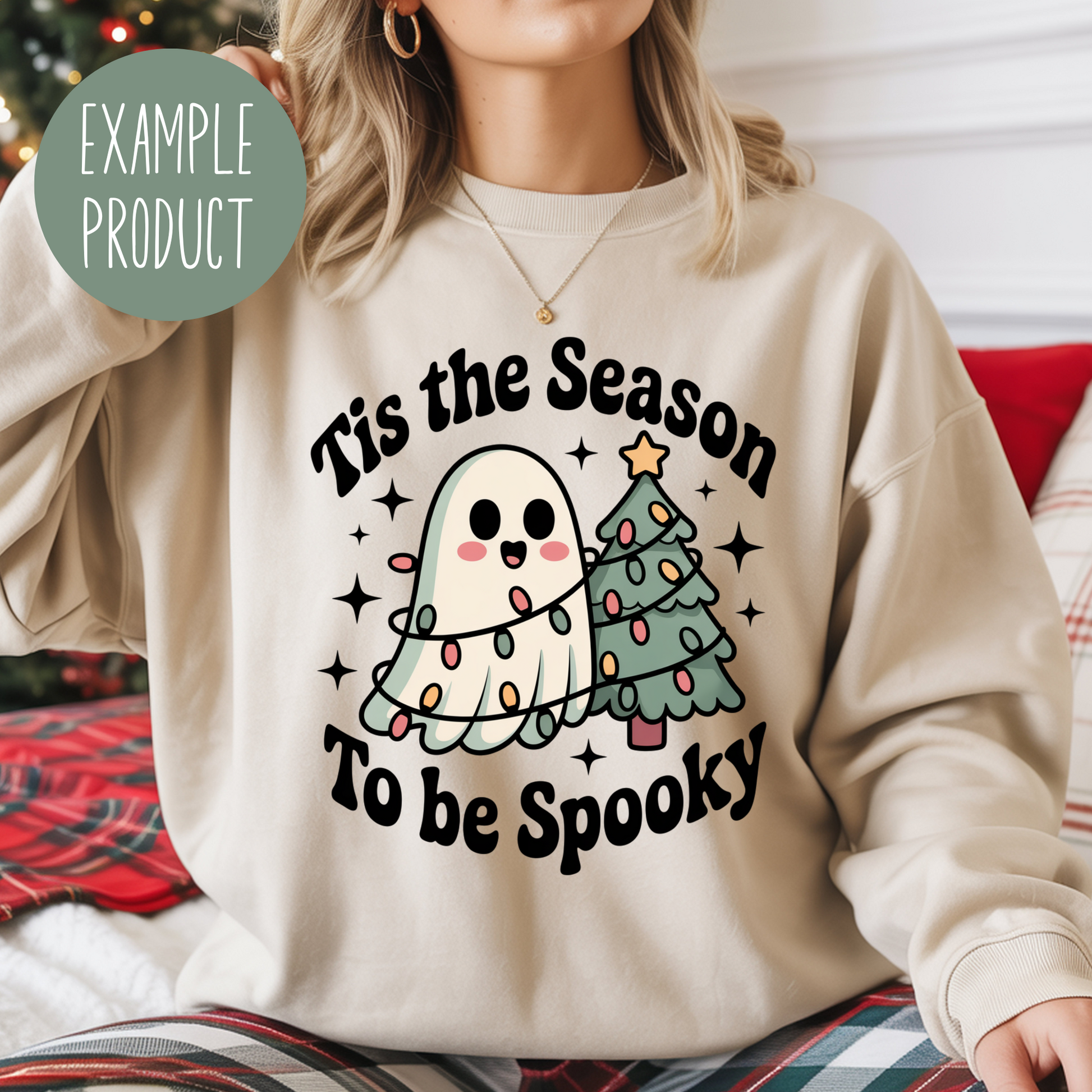 Tis the Season To Be Spooky Sweatshirt, Cute Ghost Christmas Tree Holiday Pullover, Festive Winter Apparel for Women and Men