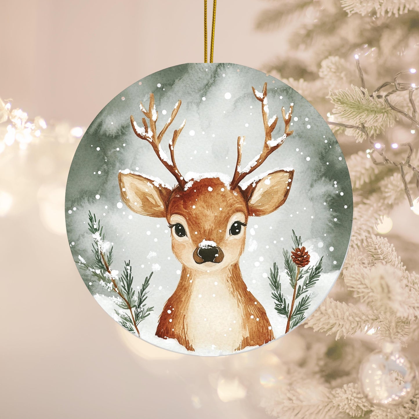 Christmas Tree Decoration, Reindeer Ornament, Holiday Decor, Winter Wonderland, Festive Hanging
