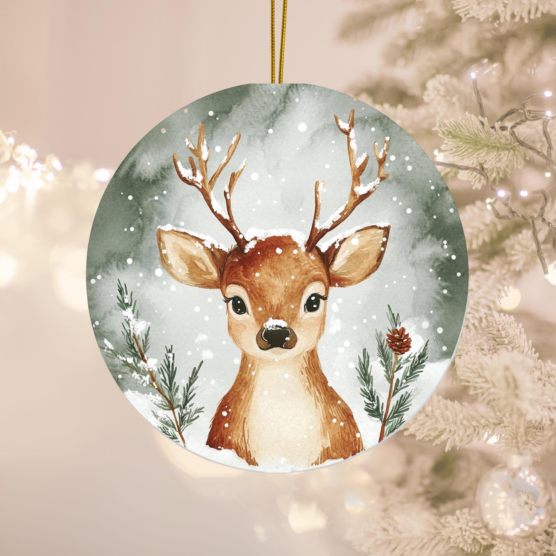 Christmas Tree Decoration, Reindeer Ornament, Holiday Decor, Winter Wonderland, Festive Hanging