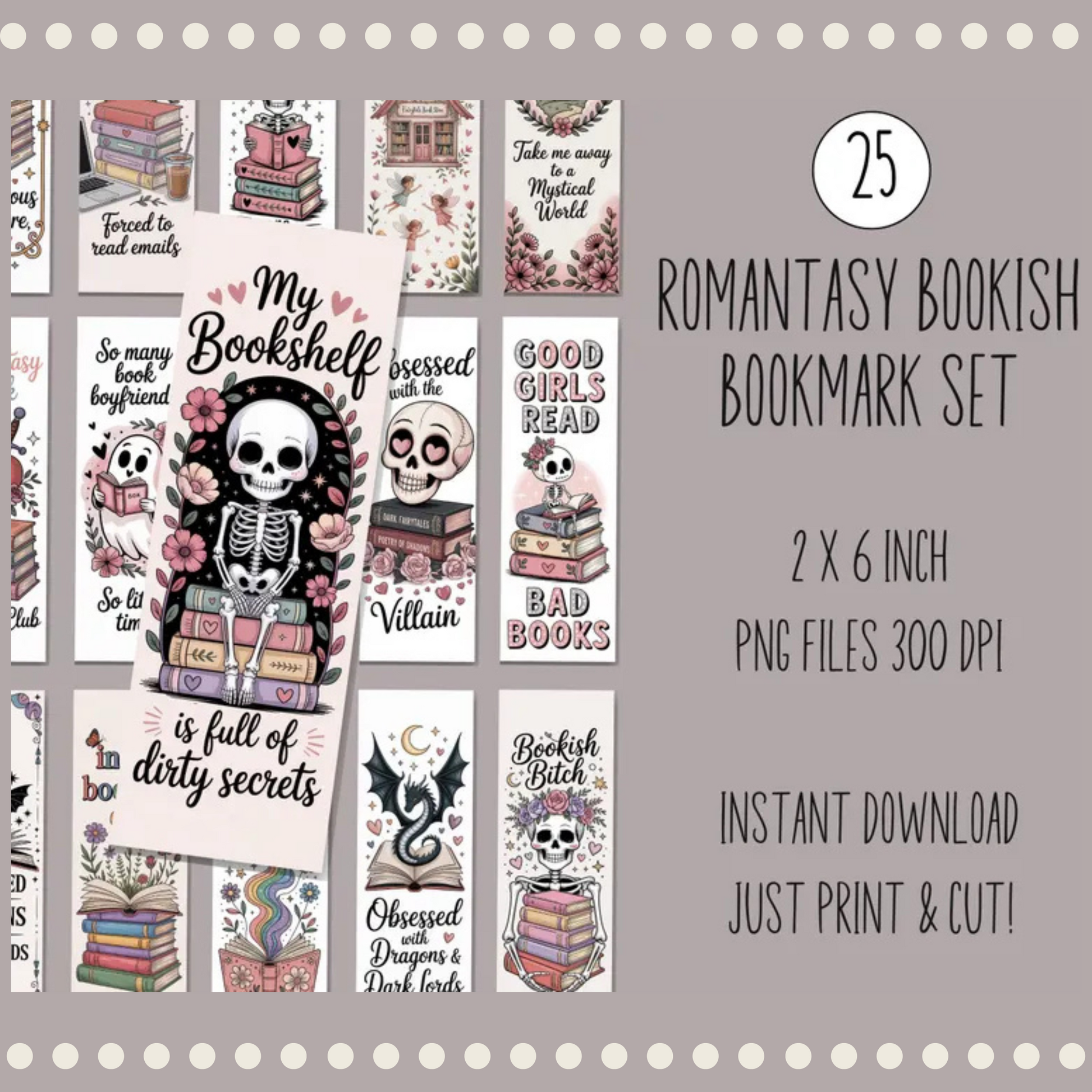 Romantasy Printable Bookmarks