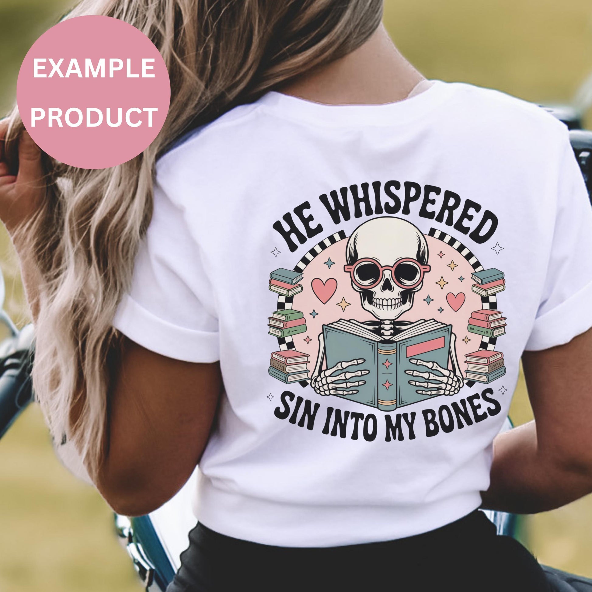 Women's Gothic Skull T-Shirt, Sin Into My Bones Graphic Tee, Vintage Style Casual Tops