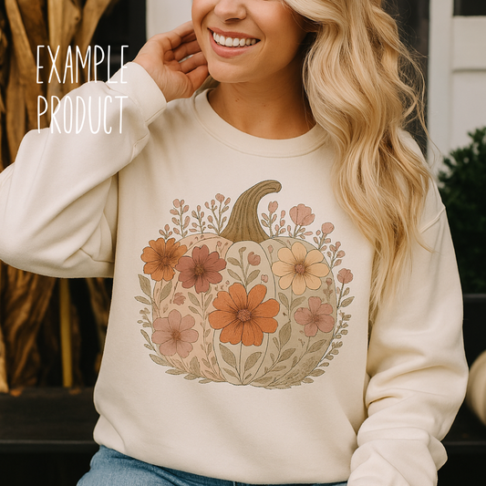 Preppy Floral Pumpkin PNG