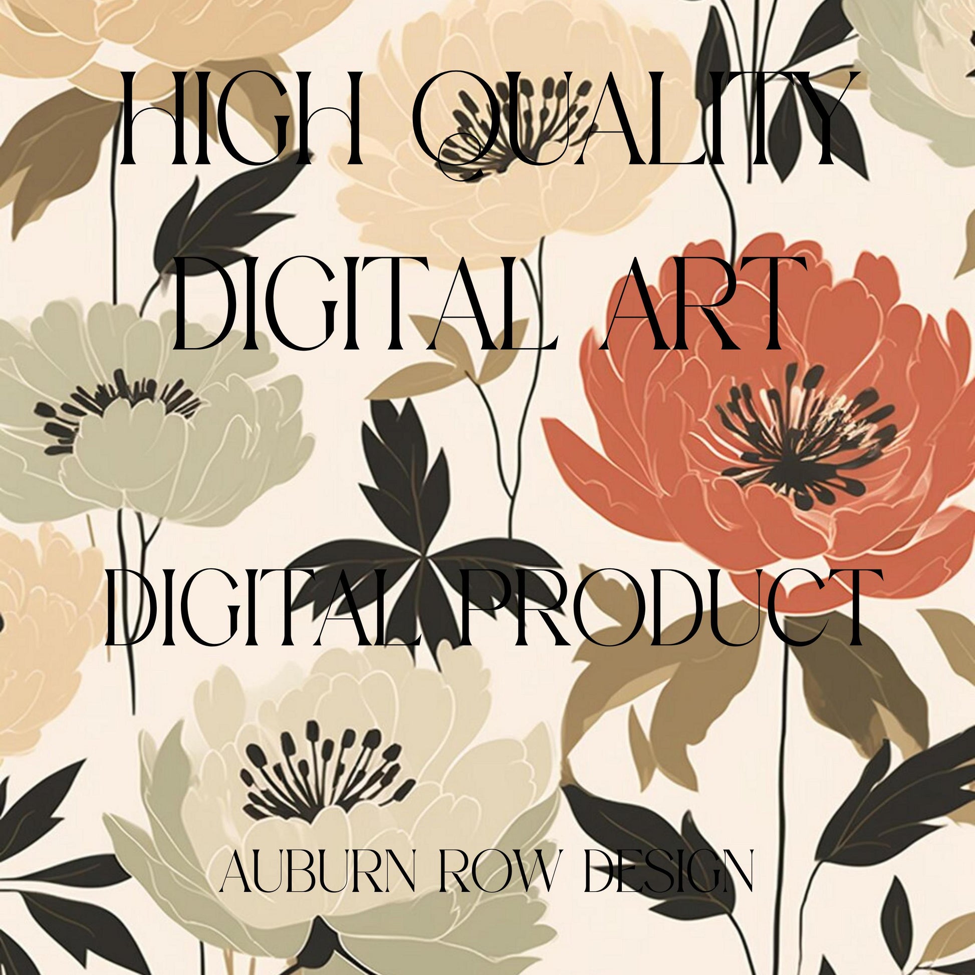 Floral Pattern Digital Wallpaper, High Quality Art, Nature Inspired Home Decor Design