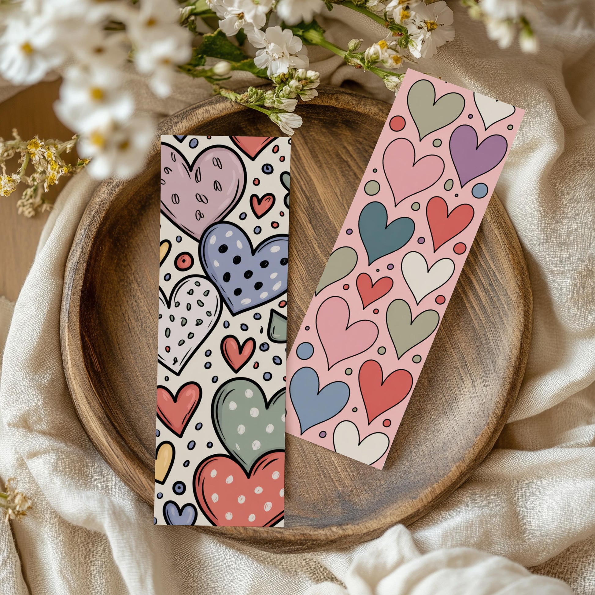 Colorful Heart Pattern Bookmarks, Unique Dotted and Striped Love Design, Perfect Gift for Book Lovers