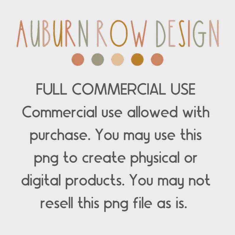 Auburn Row Design Full Commercial Use License, PNG File for Digital Products, Instant Download