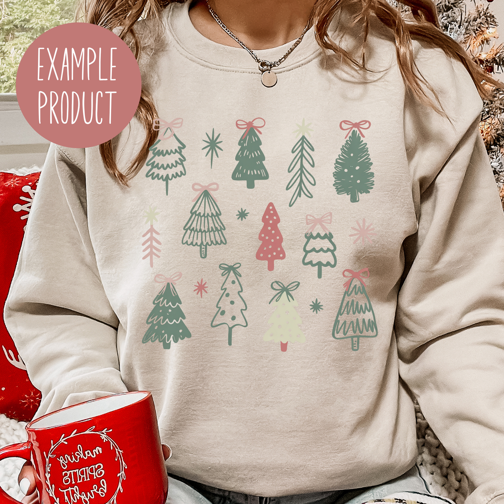 Women's Christmas Tree Sweatshirt, Festive Holiday Graphic Pullover, Cozy Winter Apparel