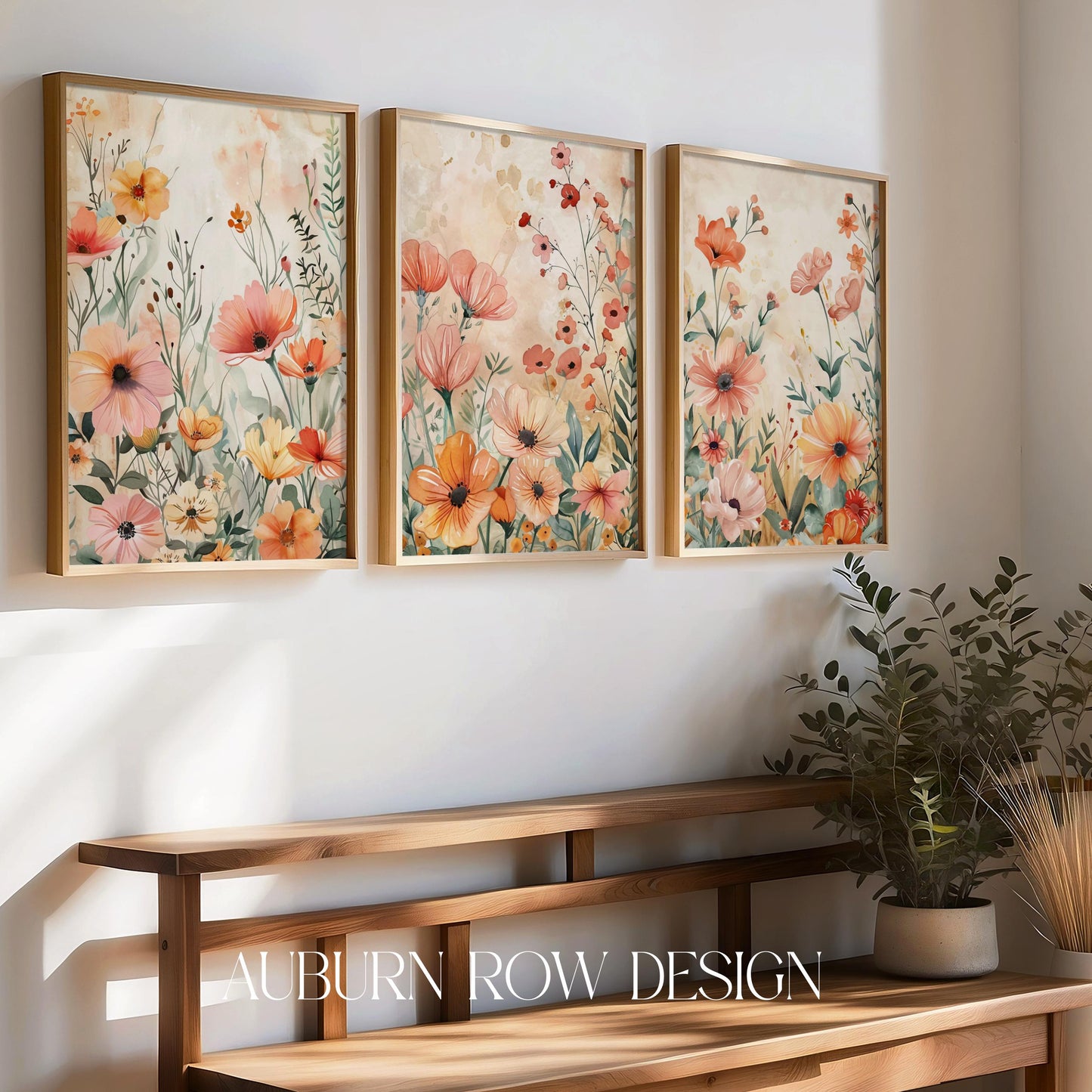 Floral Wall Art Prints Set of 3, Botanical Gallery Wall Decor, Modern Home Living Room Aesthetic