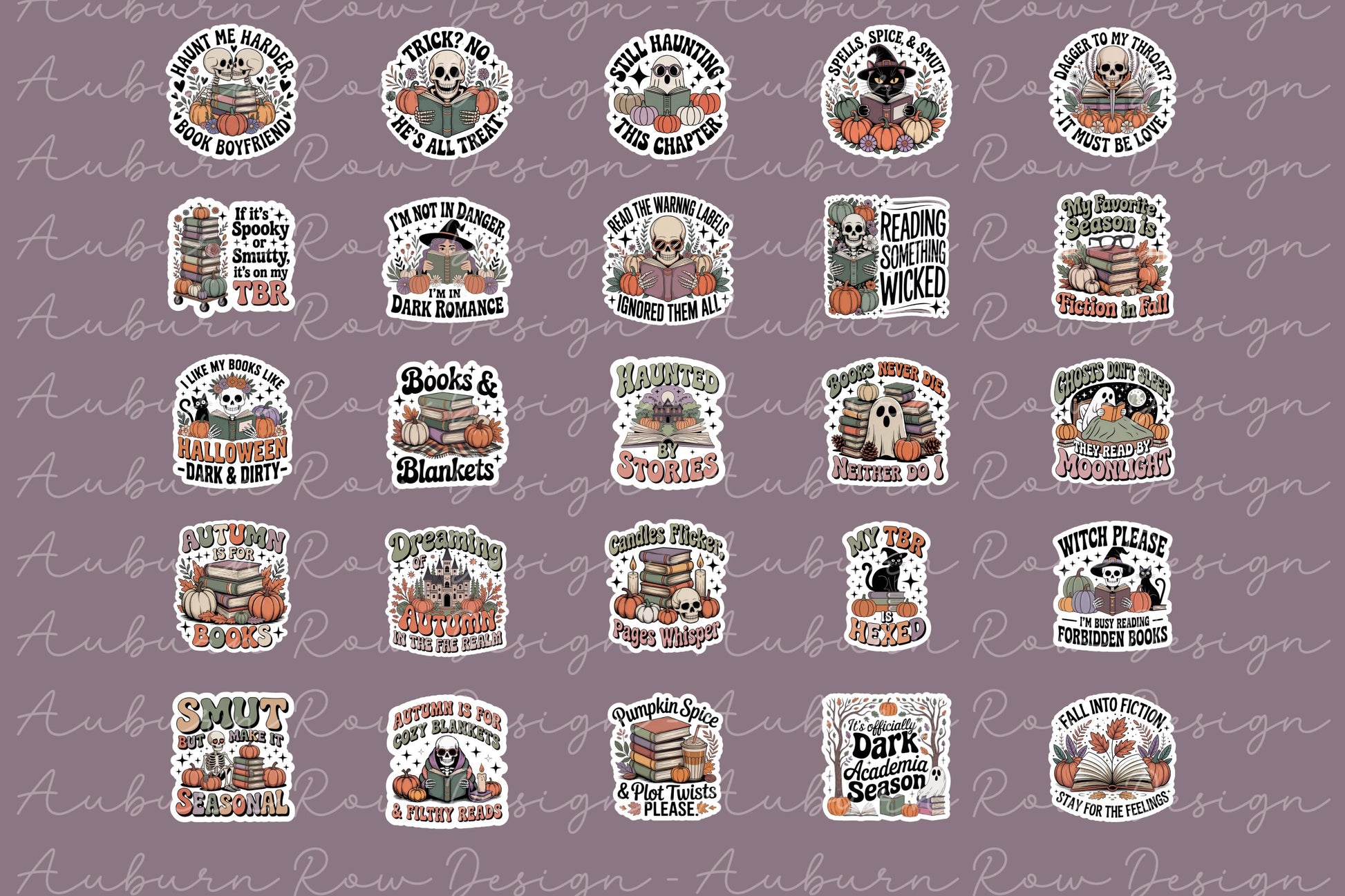 Autumn Raw Design Stickers, Halloween Fall Theme, Witch, Pumpkin, Cozy Reading, Snuggle Weather, Cute Planner Stickers Set